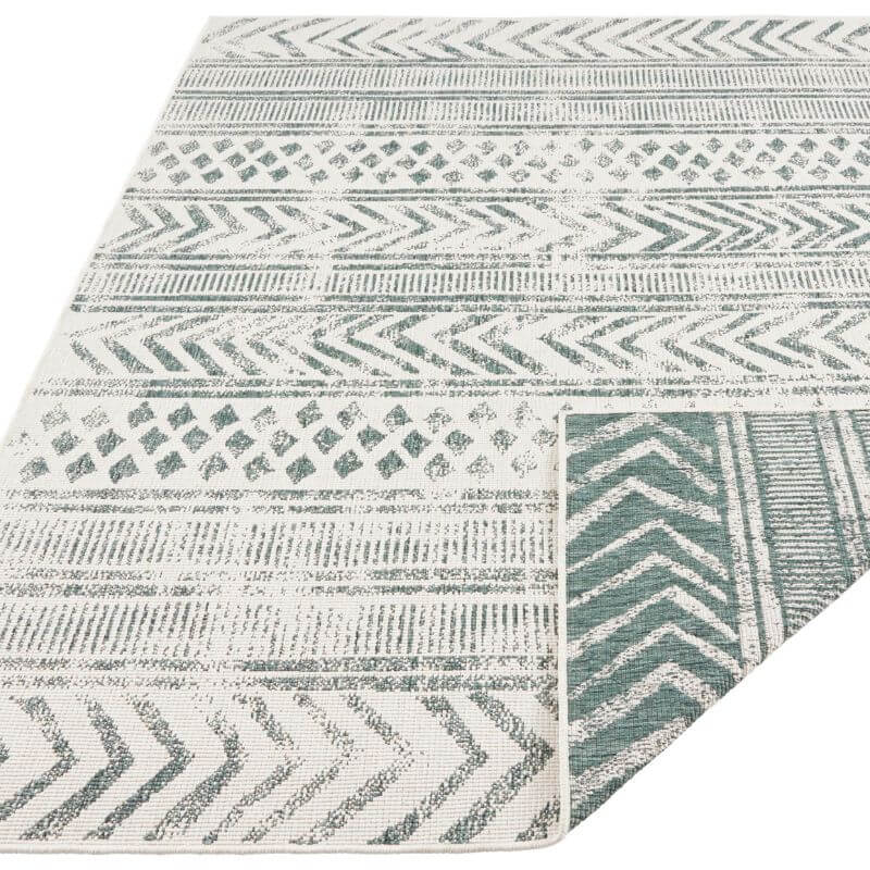 Indoor-Outdoor Reversible Geometric Green Rug - PN Home