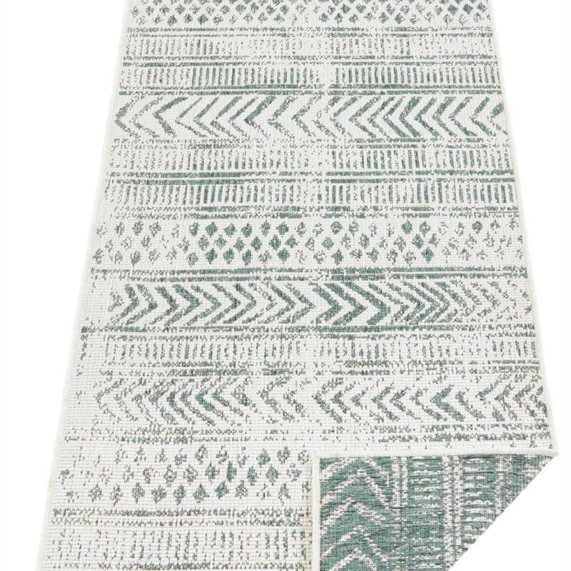 Indoor-Outdoor Reversible Geometric Green Rug - PN Home