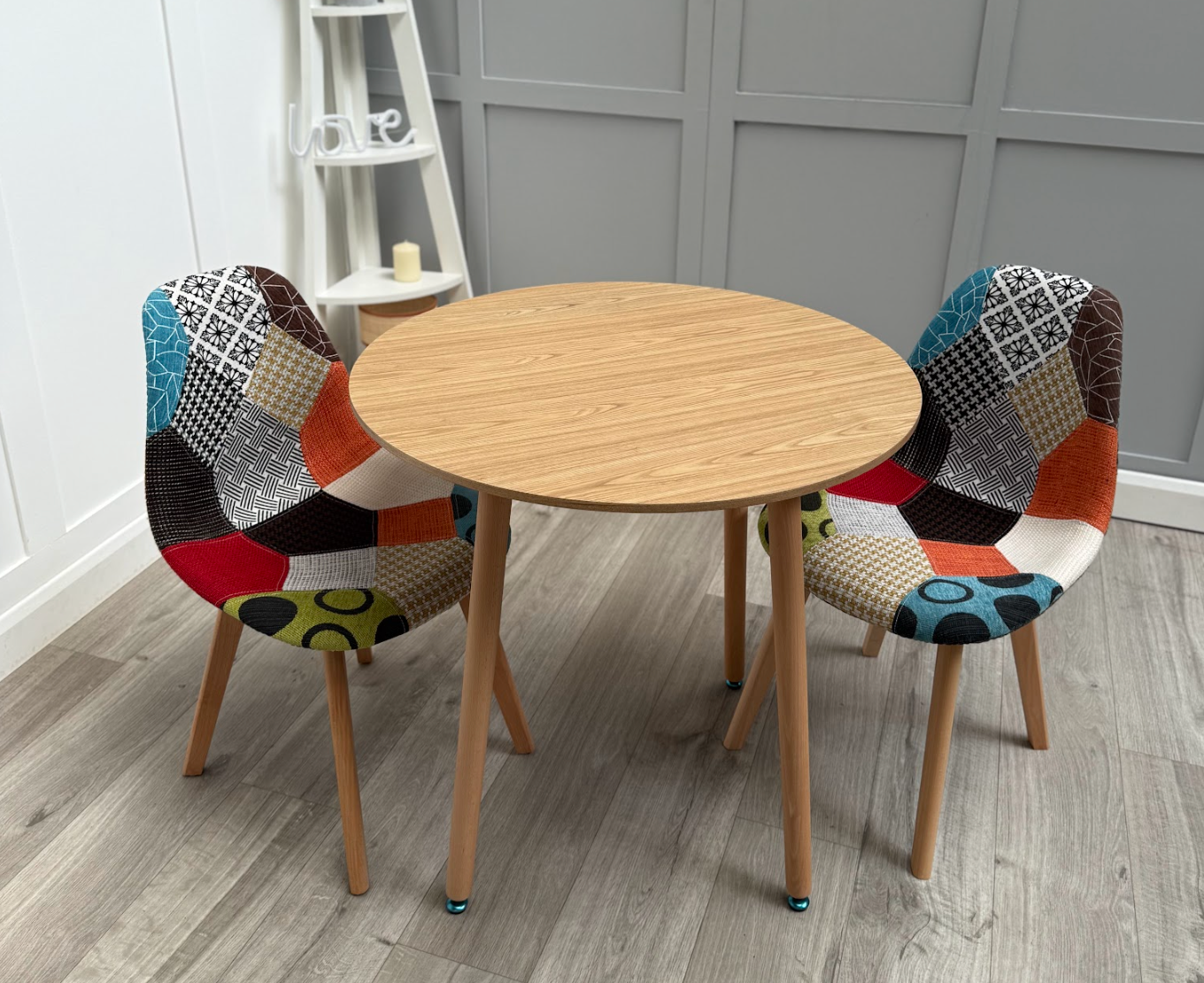 Patchwork Halo Dining Table Set - Set of 2 Patchwork Retro Chairs & a Halo Dining Table - PN Home