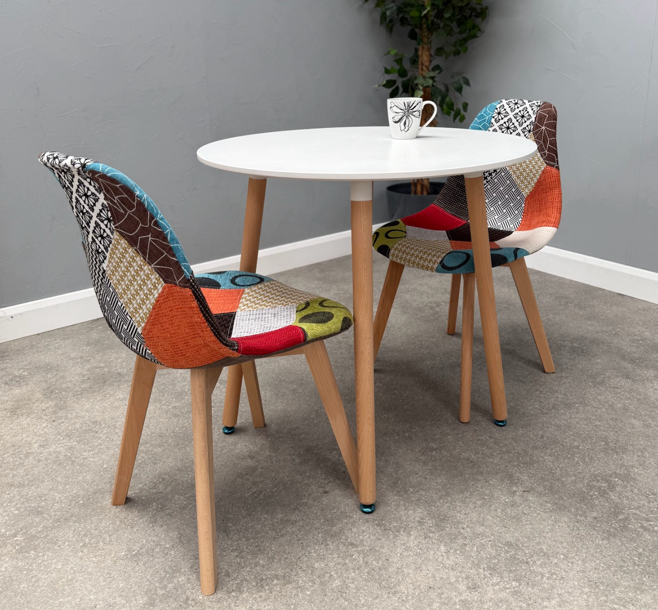 Patchwork Halo Dining Table Set - Set of 2 Patchwork Retro Chairs & a Halo Dining Table - PN Home