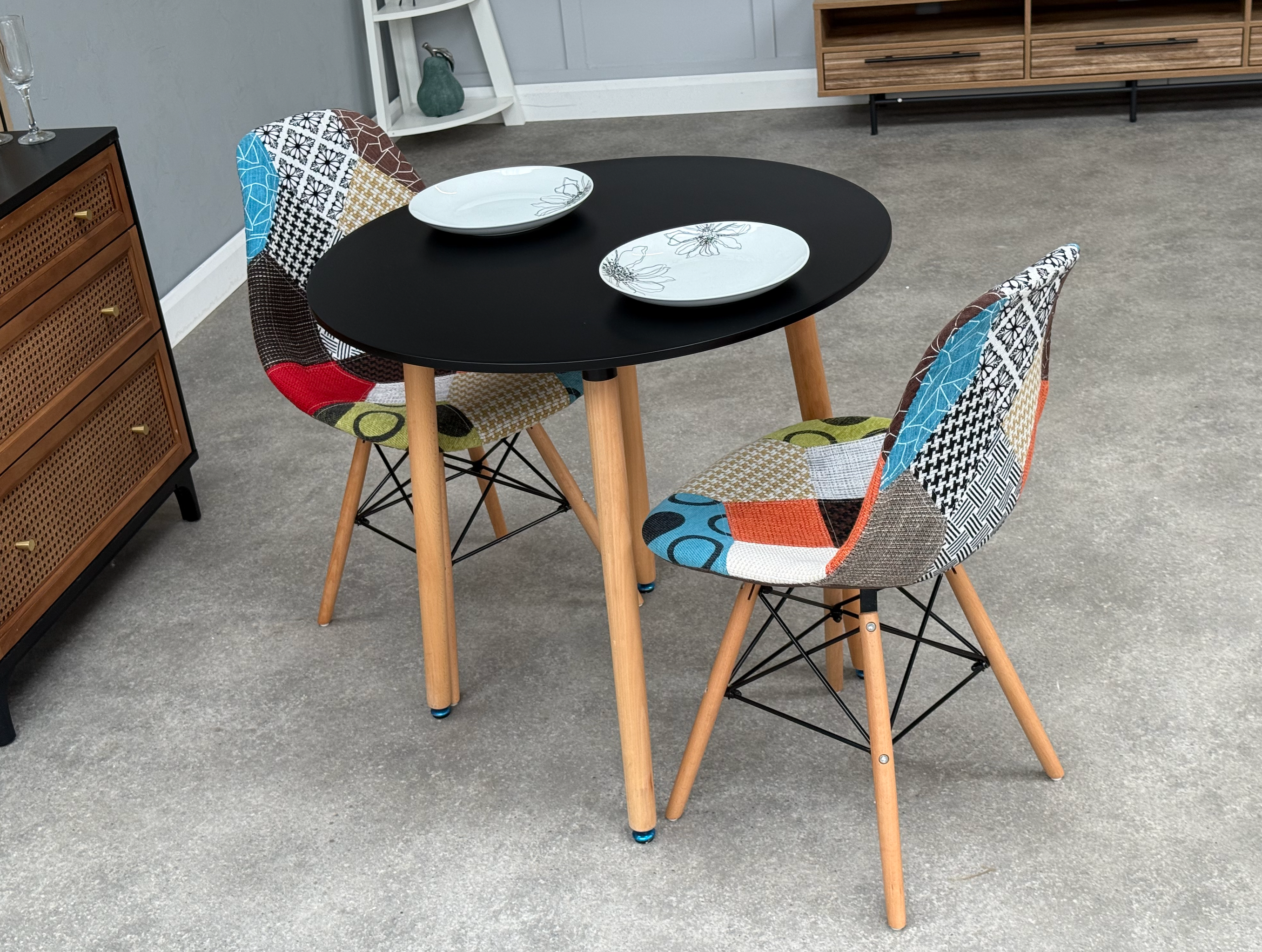 Patchwork Halo Dining Table Set - Set of 2 Patchwork Retro Tower Chairs & a Halo Dining Table (Copy) - PN Home