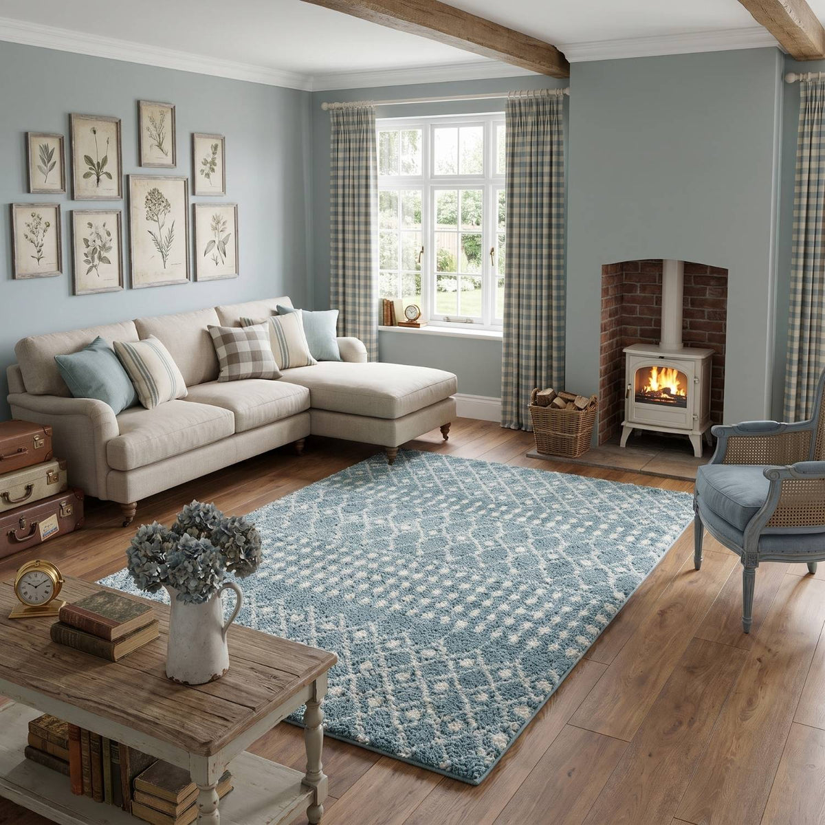 Moroccan Duck Egg Blue Shaggy Rug | 1050 - PN Home