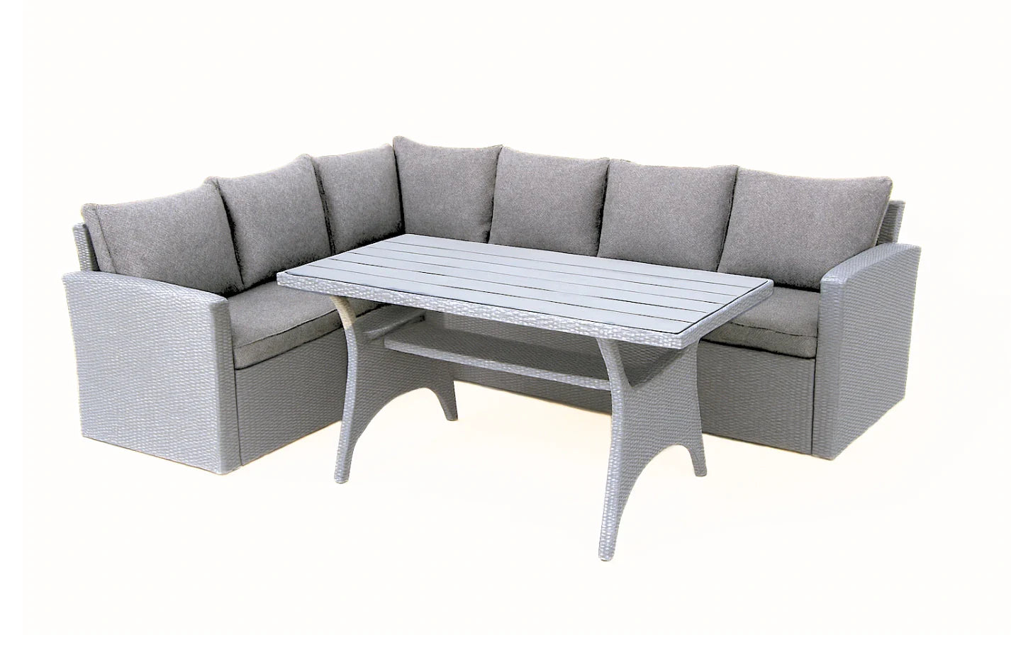Stockholm 6 Seater Grey Rattan Corner Garden Dining and Lounge Set - PN Home