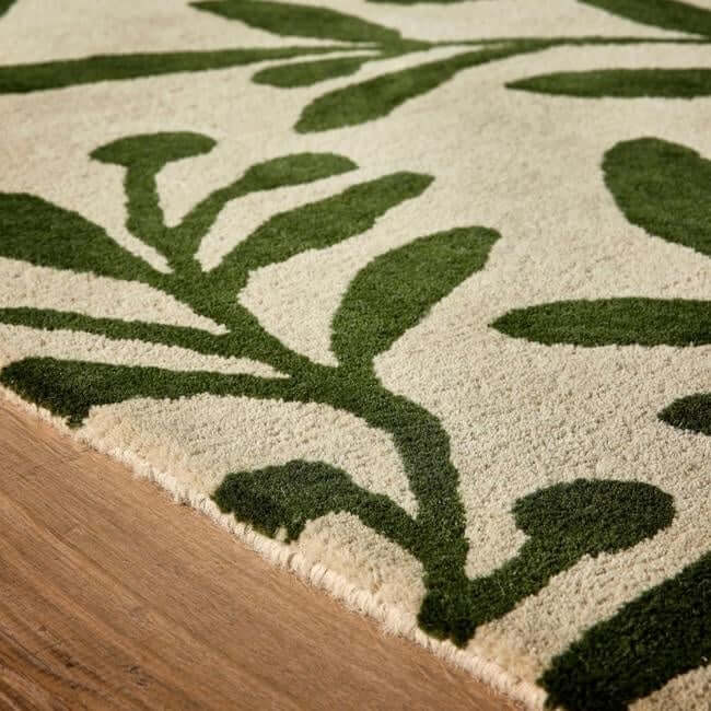 Cream Wool Rug Floral Design - PN Home