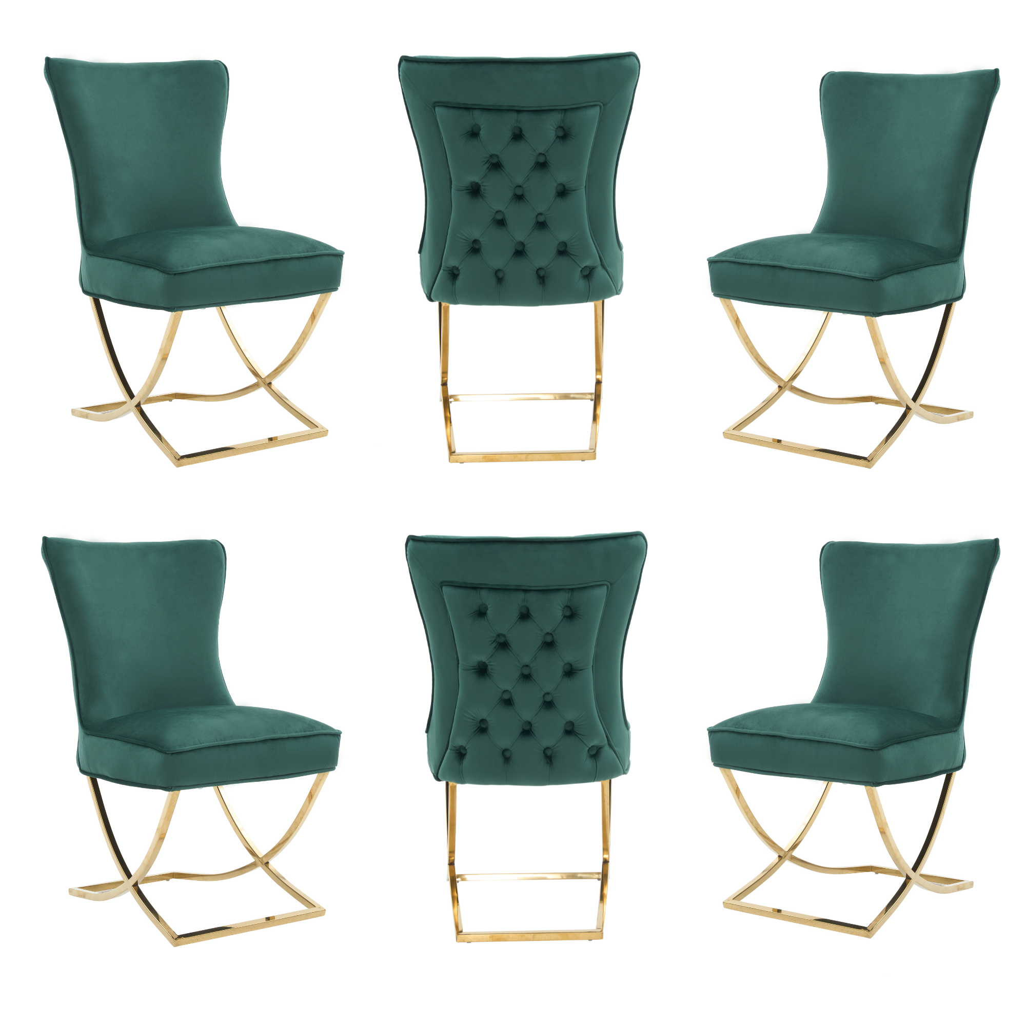 Trafalgar Tufted Velvet Dining Chair – Diamond Back & Chrome Silver Legs