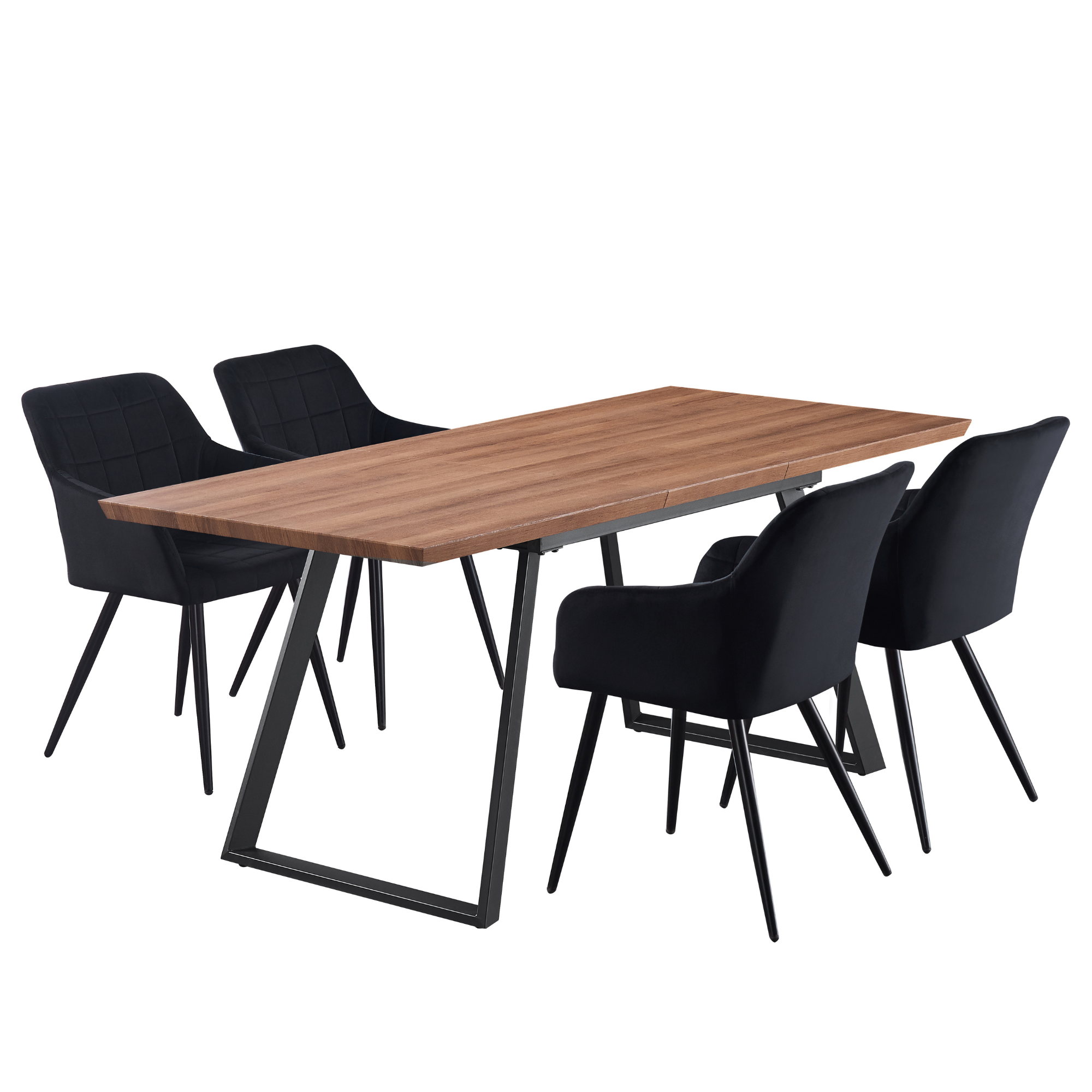 Camden Toga Brown LUX Dining Set with 4 Velvet Chairs