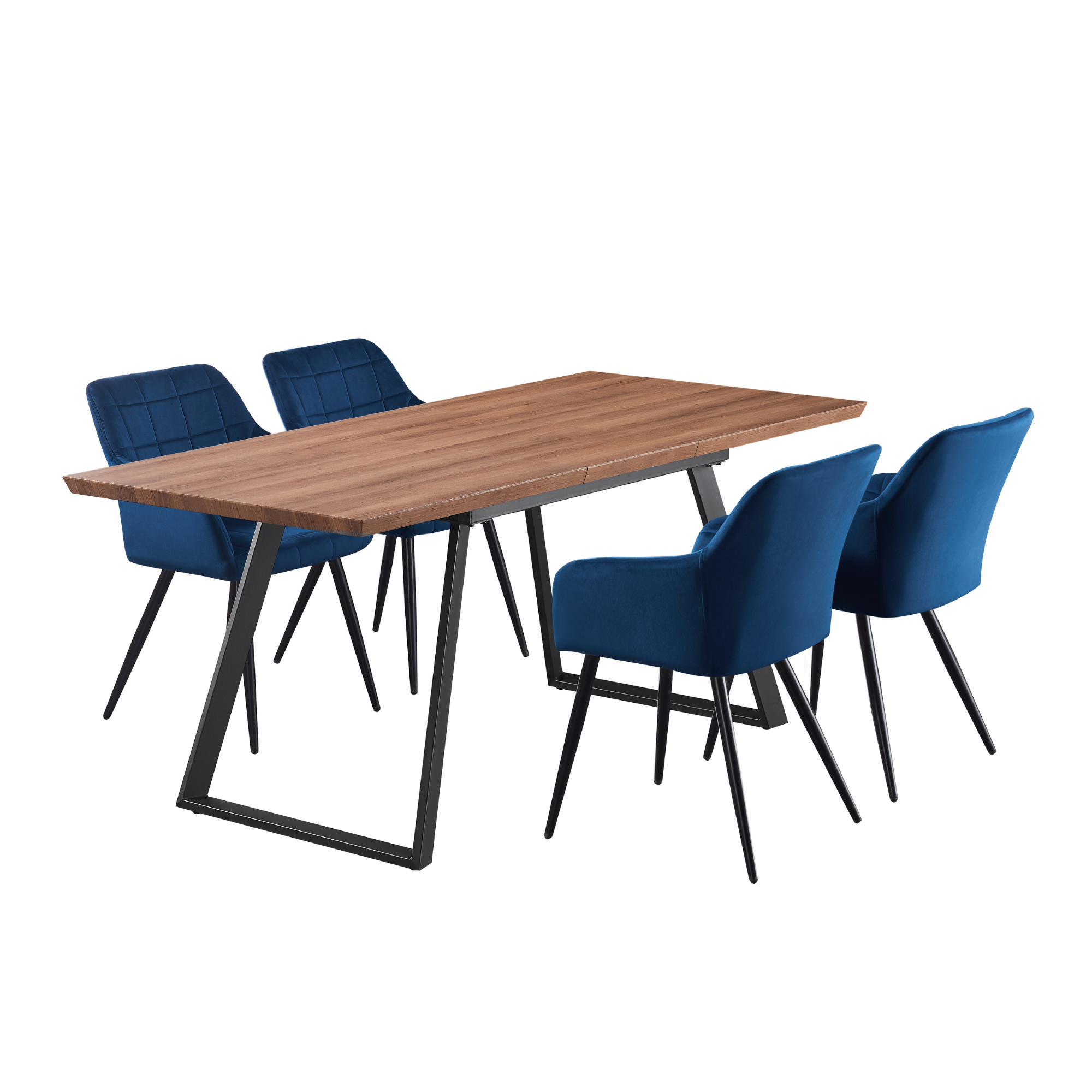 Camden Toga Brown LUX Dining Set with 4 Velvet Chairs