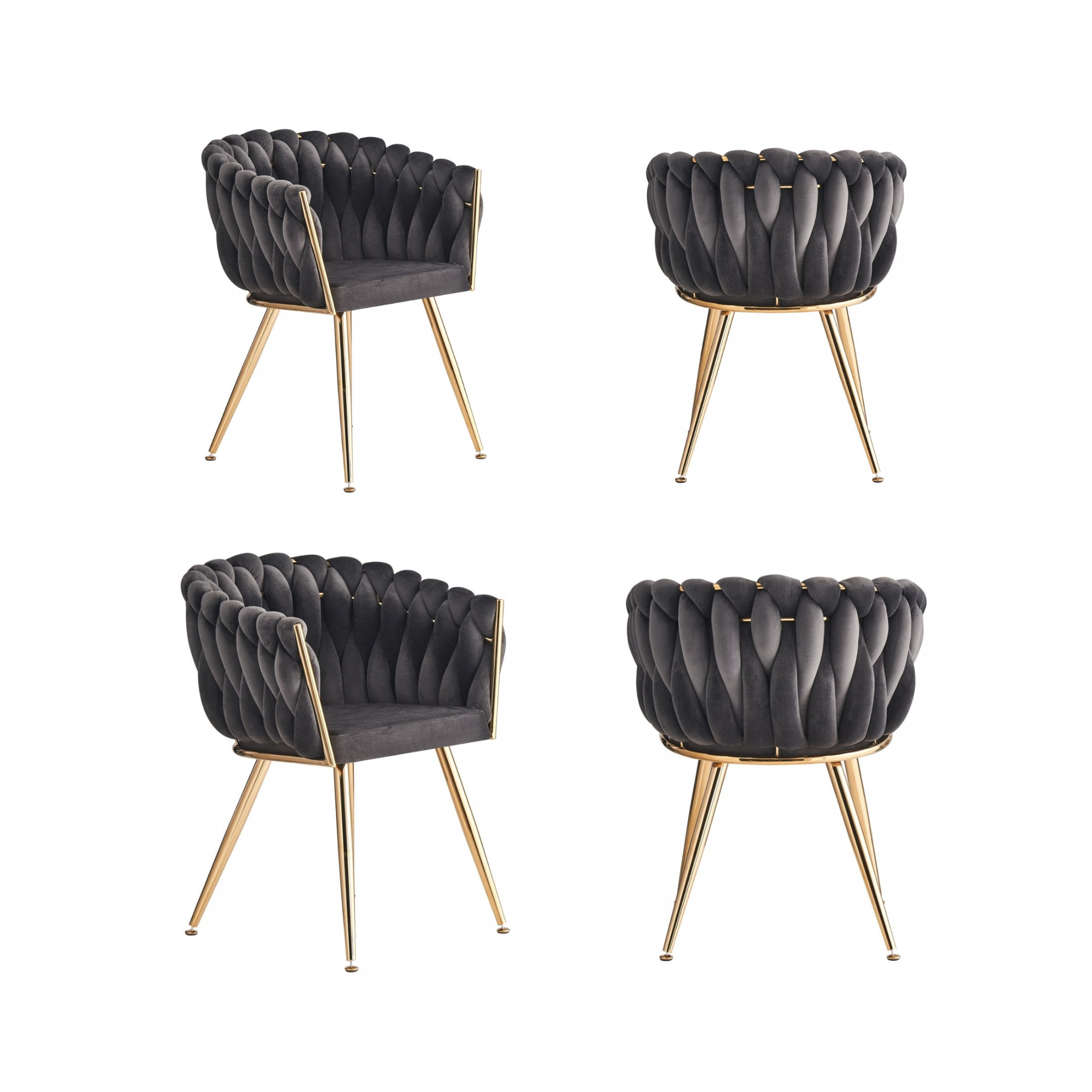 Roma Knot LUX Velvet Dining Chair - Plush Upholstery with Gold Frame