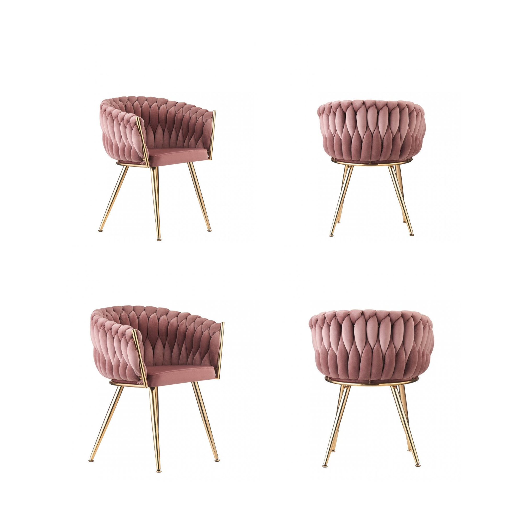 Roma Knot LUX Velvet Dining Chair - Plush Upholstery with Gold Frame
