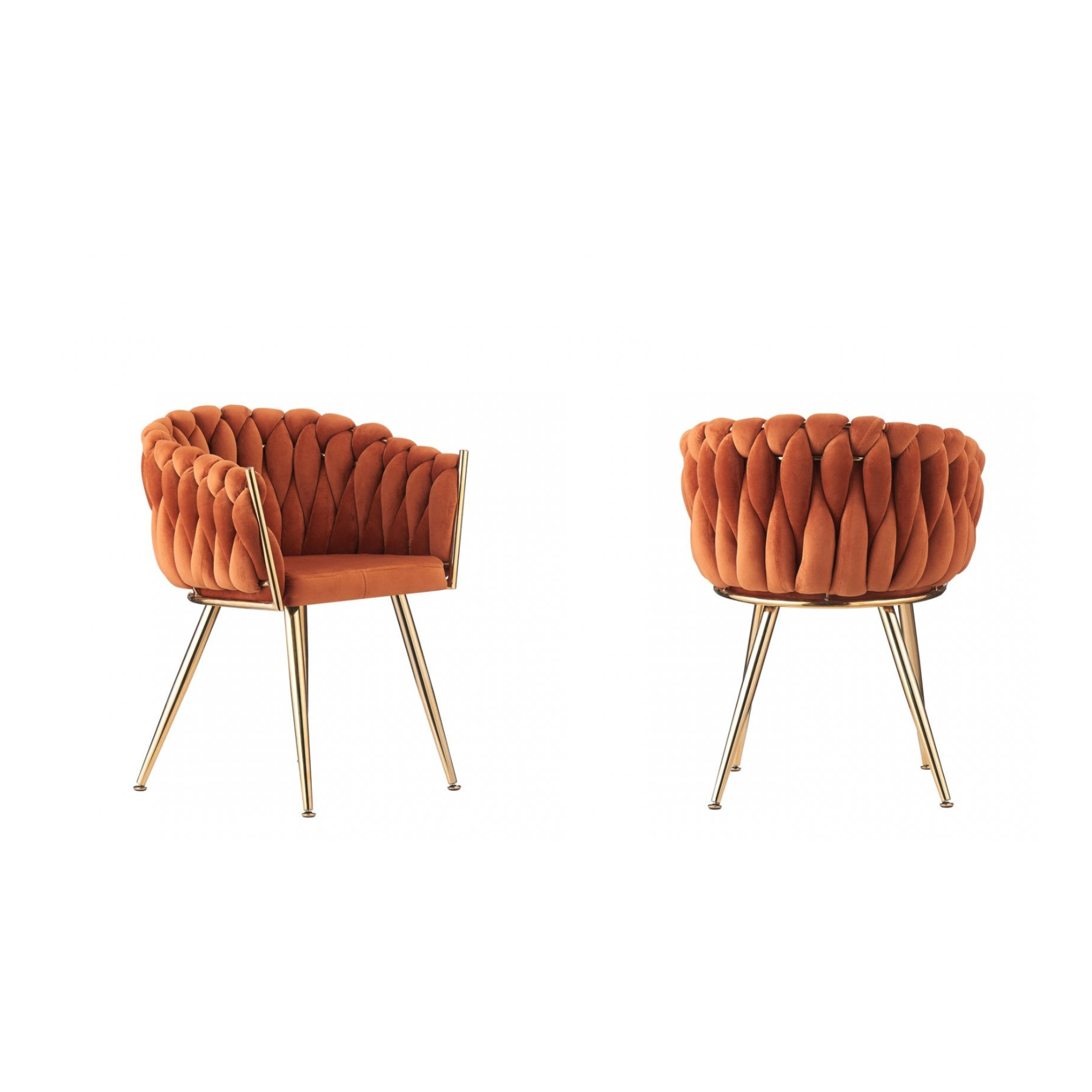 Roma Knot LUX Velvet Dining Chair - Plush Upholstery with Gold Frame