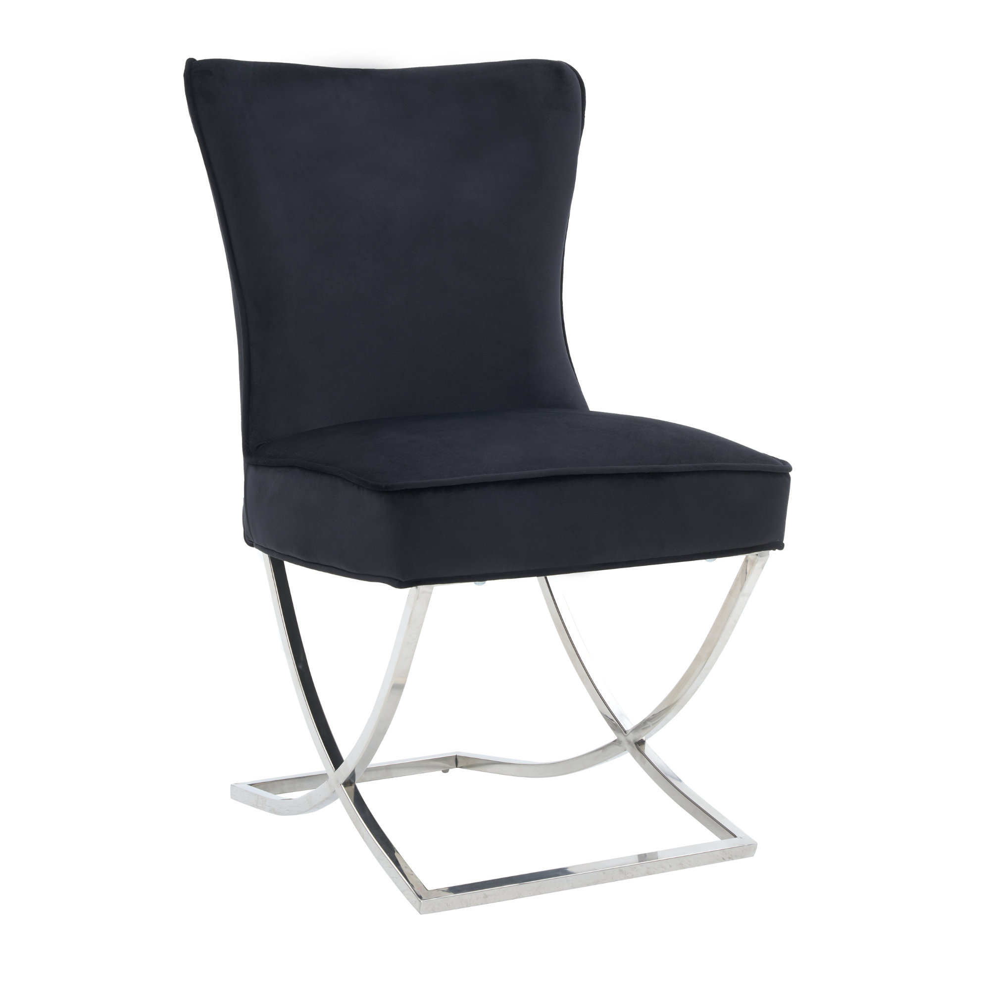 Trafalgar Tufted Velvet Dining Chair – Diamond Back & Chrome Silver Legs