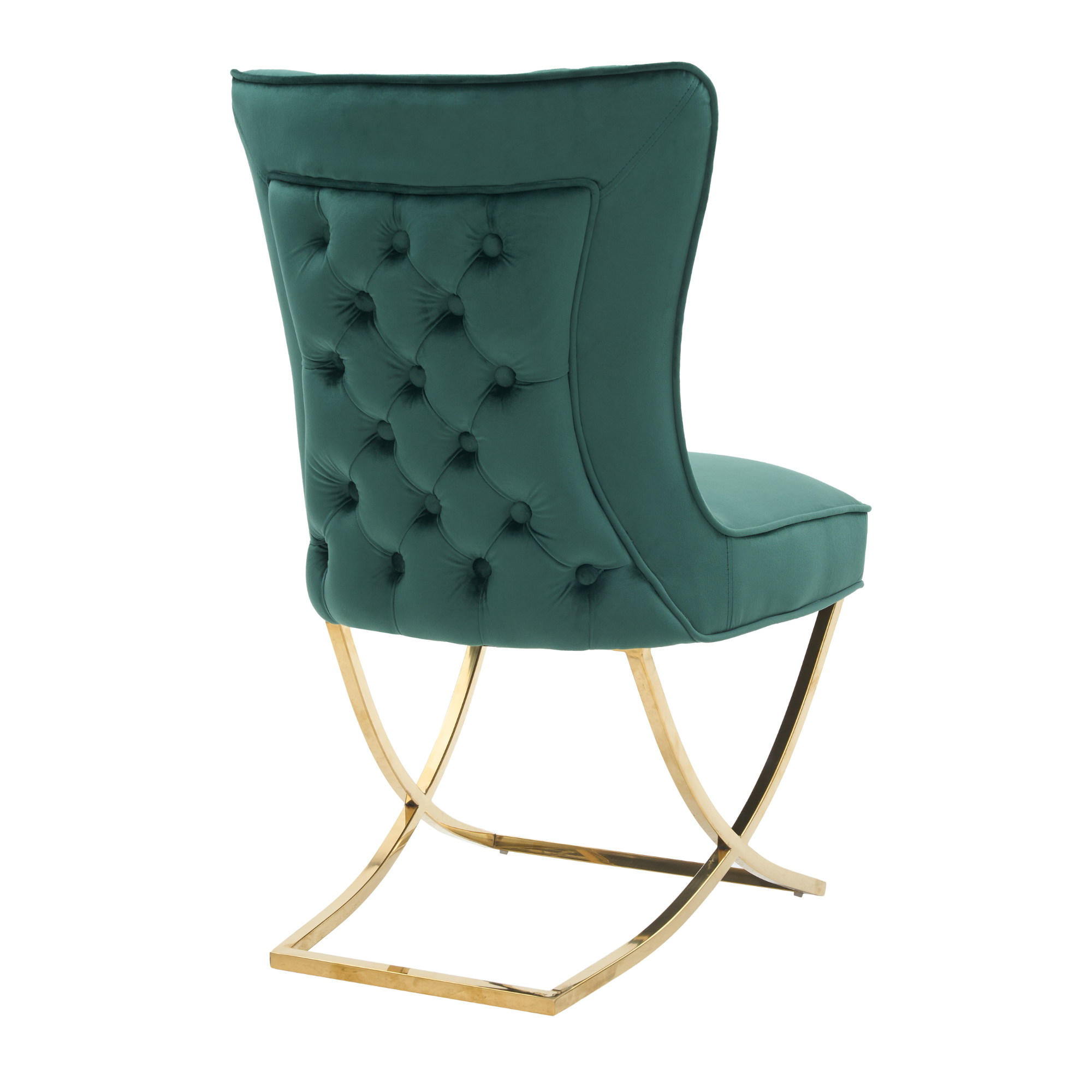 Trafalgar Tufted Velvet Dining Chair – Diamond Back & Chrome Silver Legs
