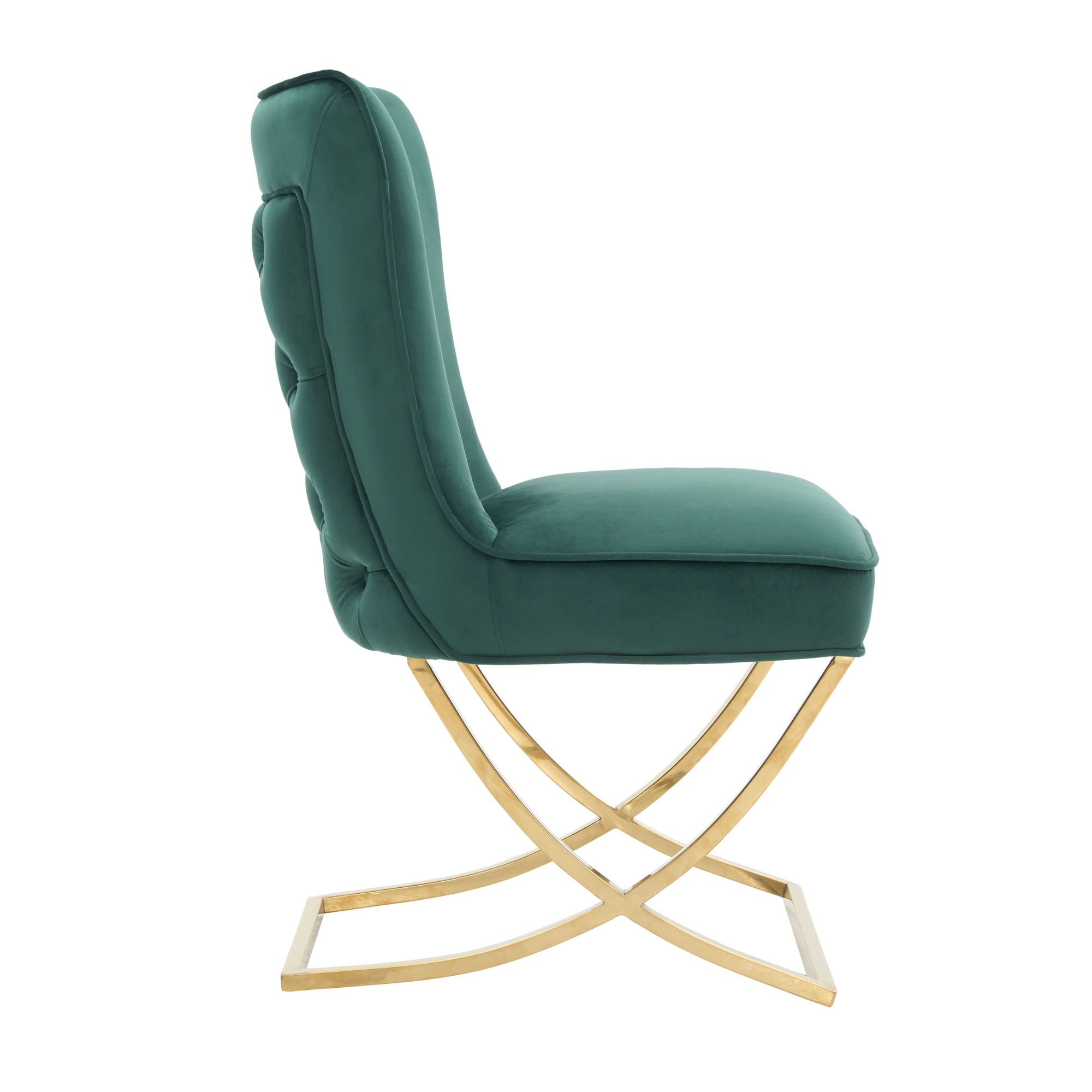 Trafalgar Tufted Velvet Dining Chair – Diamond Back & Chrome Silver Legs