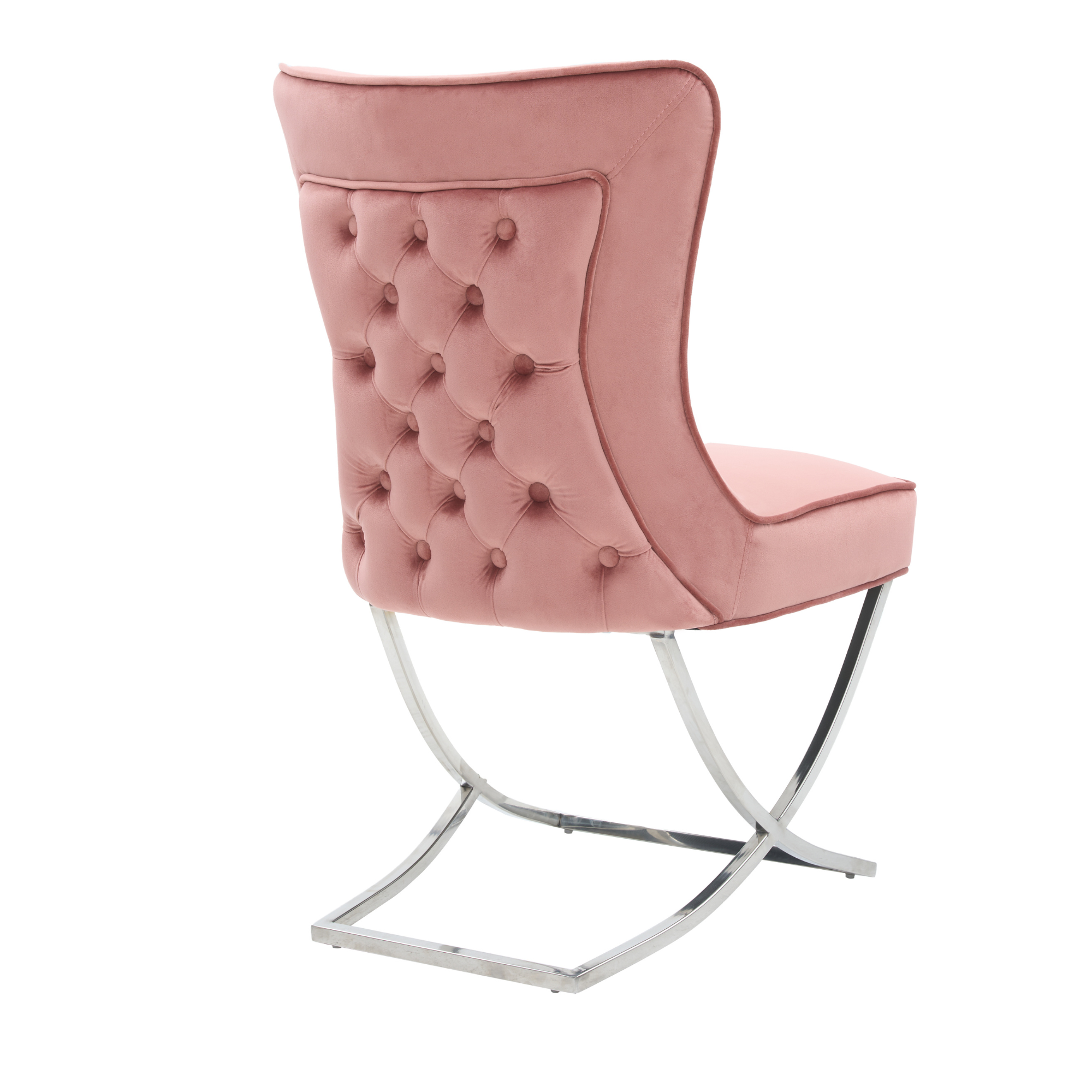 Trafalgar Tufted Velvet Dining Chair – Diamond Back & Chrome Silver Legs