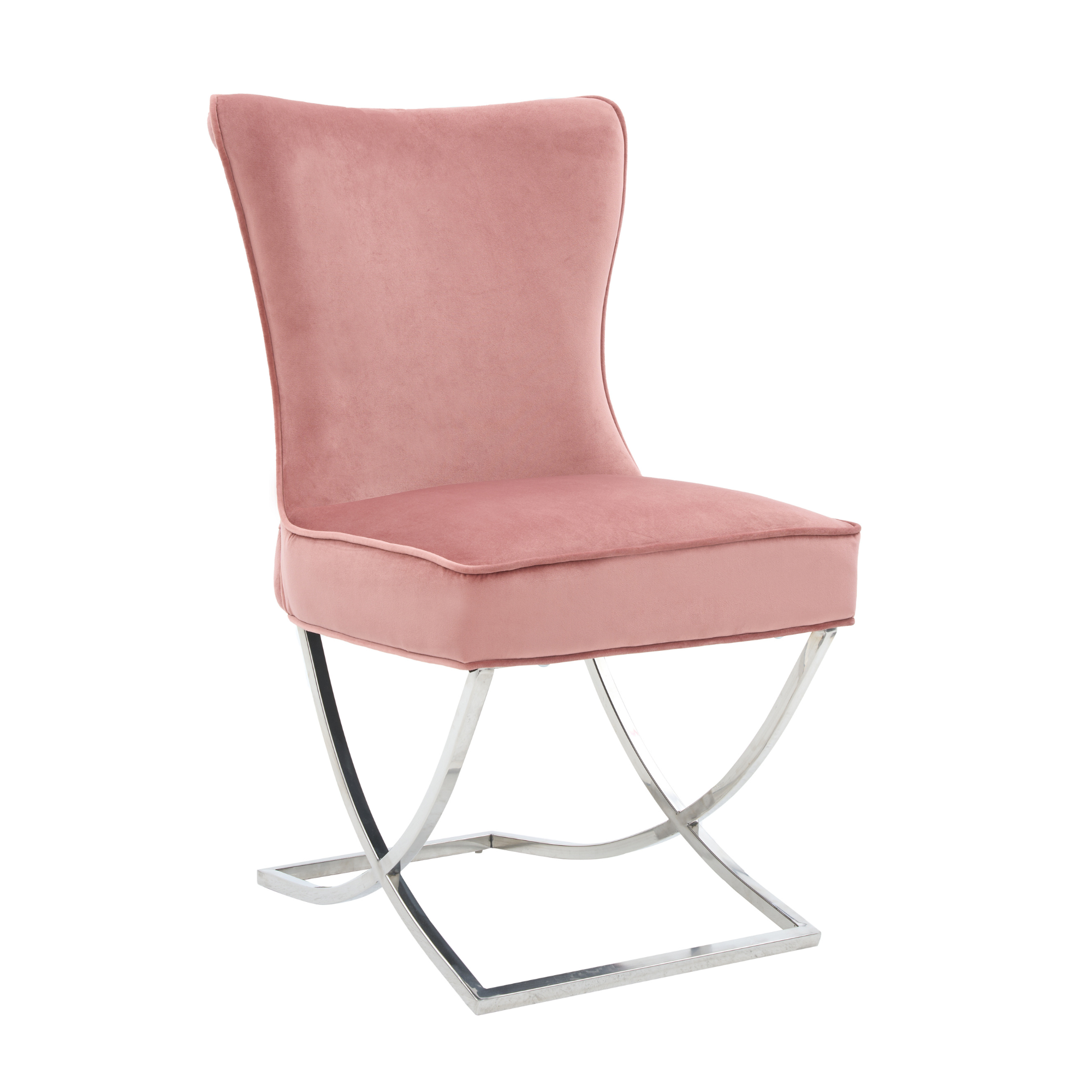 Trafalgar Tufted Velvet Dining Chair – Diamond Back & Chrome Silver Legs