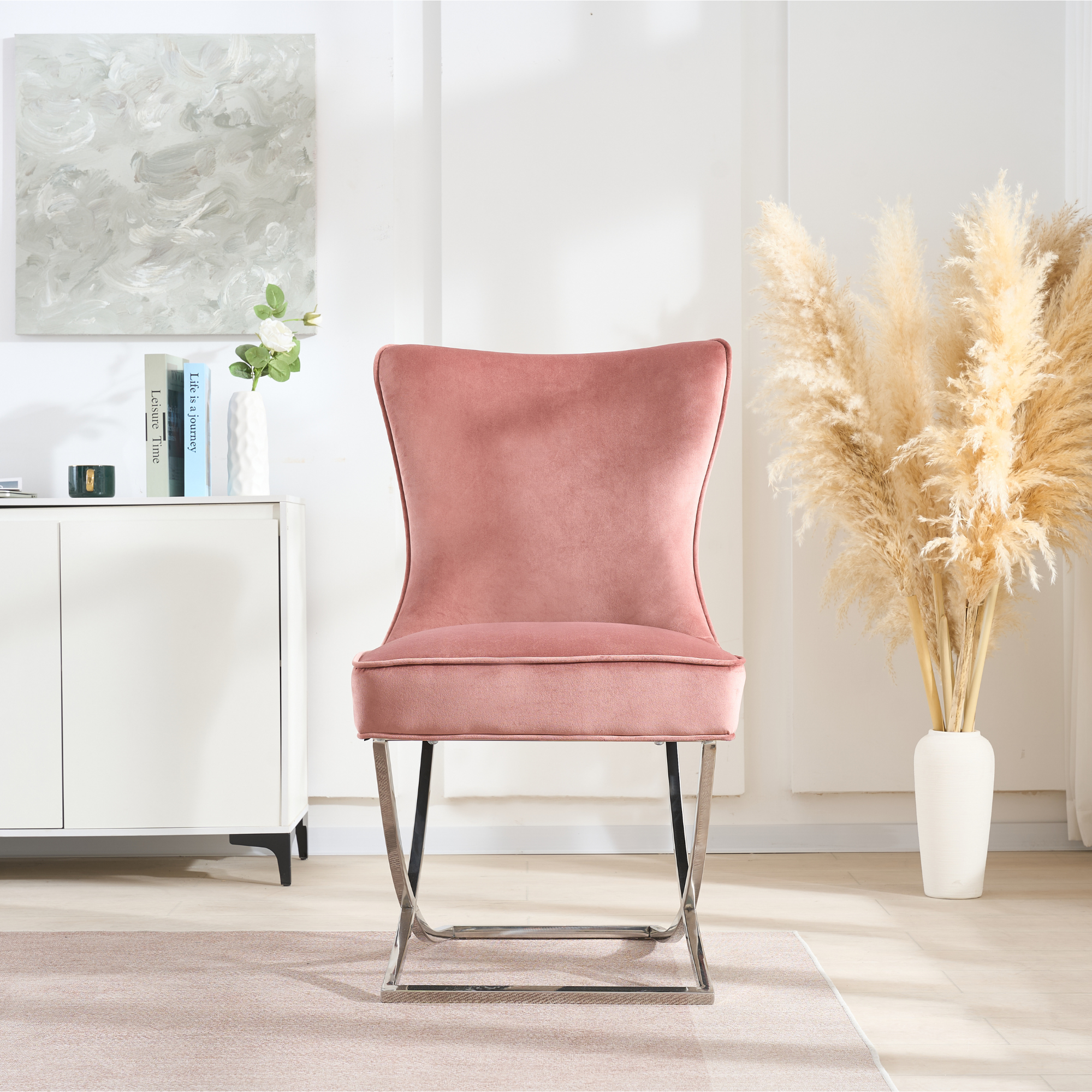 Trafalgar Tufted Velvet Dining Chair – Diamond Back & Chrome Silver Legs