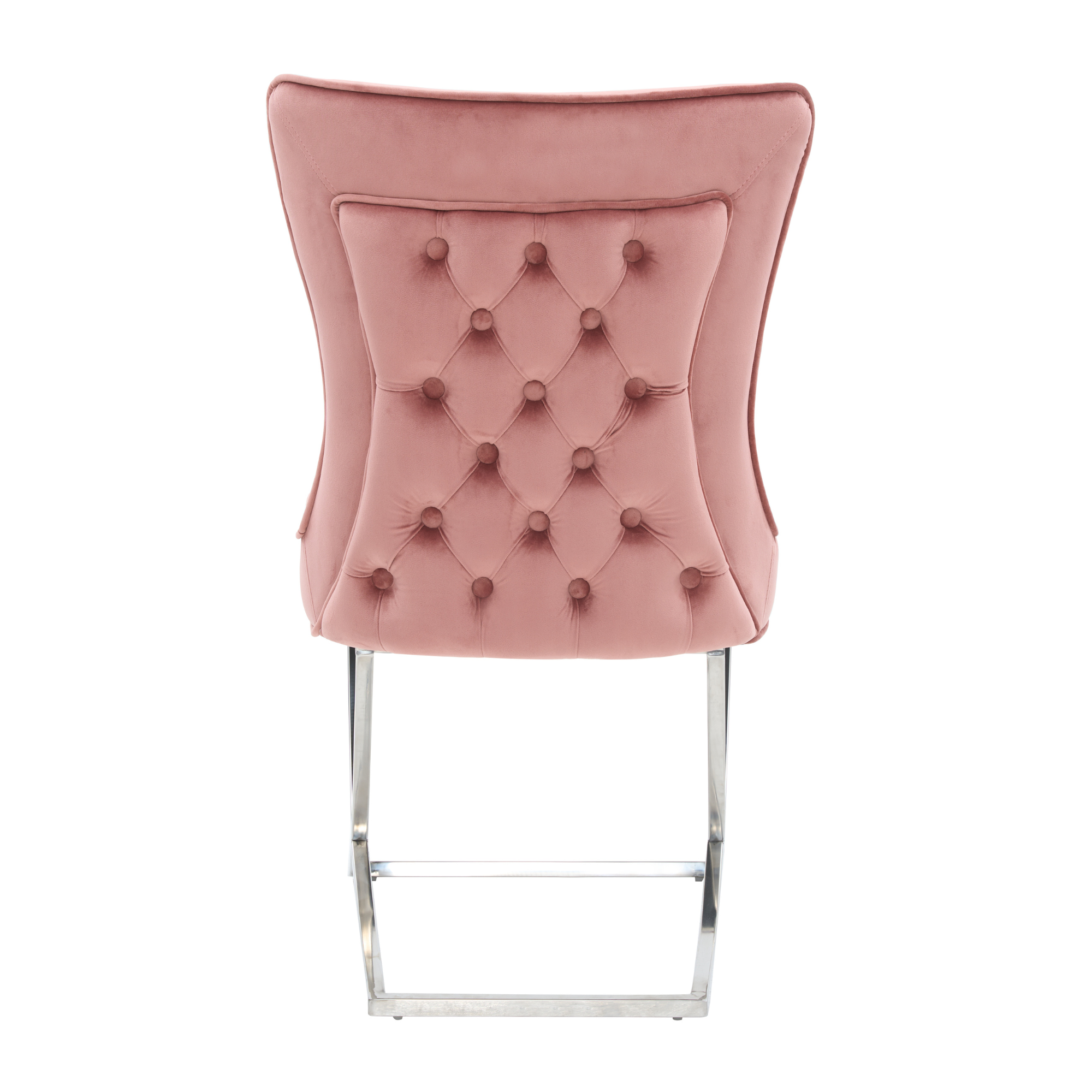 Trafalgar Tufted Velvet Dining Chair – Diamond Back & Chrome Silver Legs
