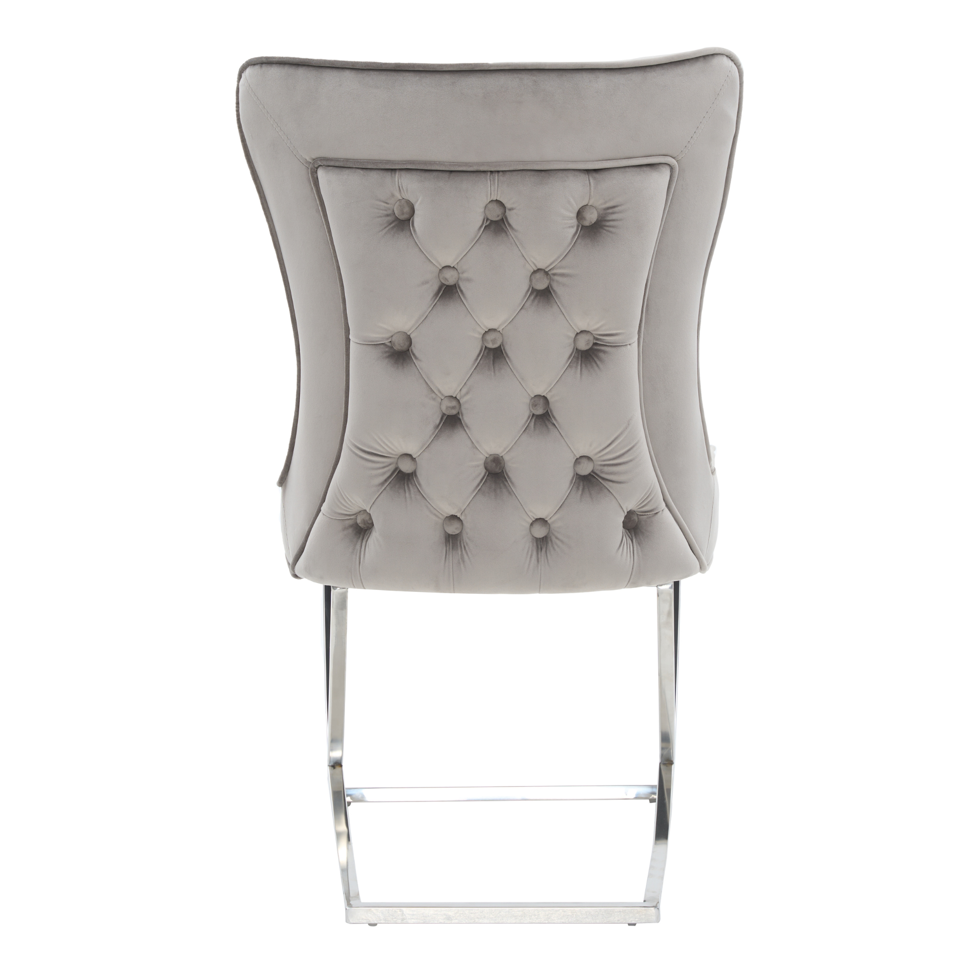 Trafalgar Tufted Velvet Dining Chair – Diamond Back & Chrome Silver Legs