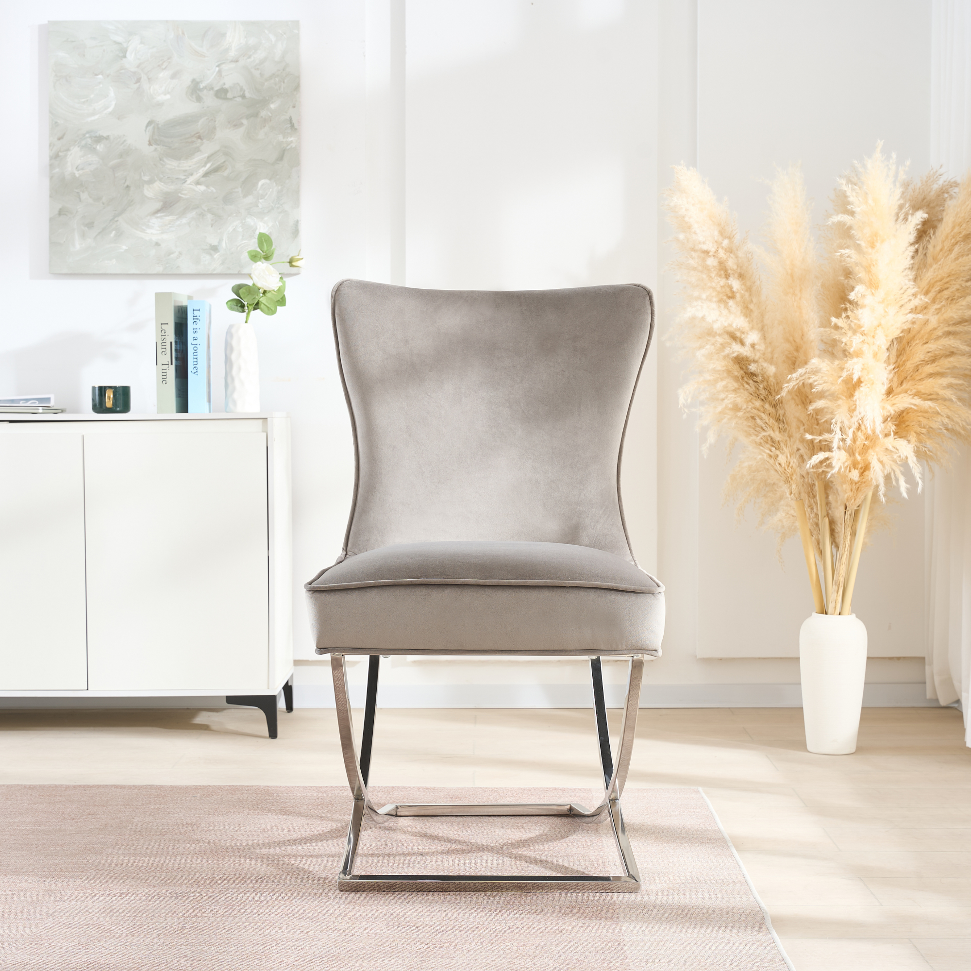 Trafalgar Tufted Velvet Dining Chair – Diamond Back & Chrome Silver Legs