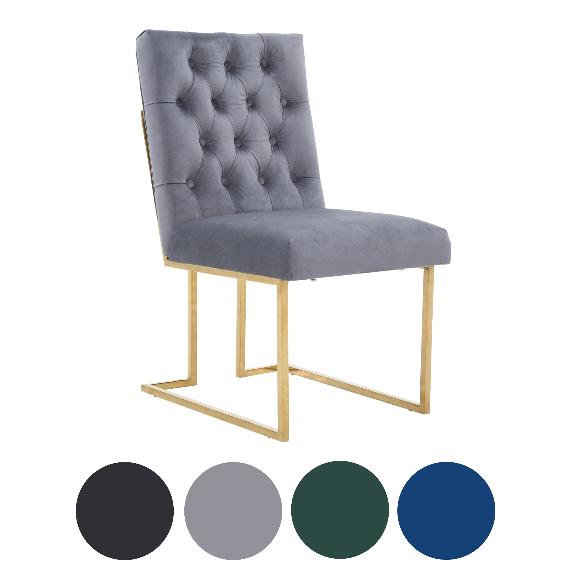 Elsa Velvet Dining Chair - Grey