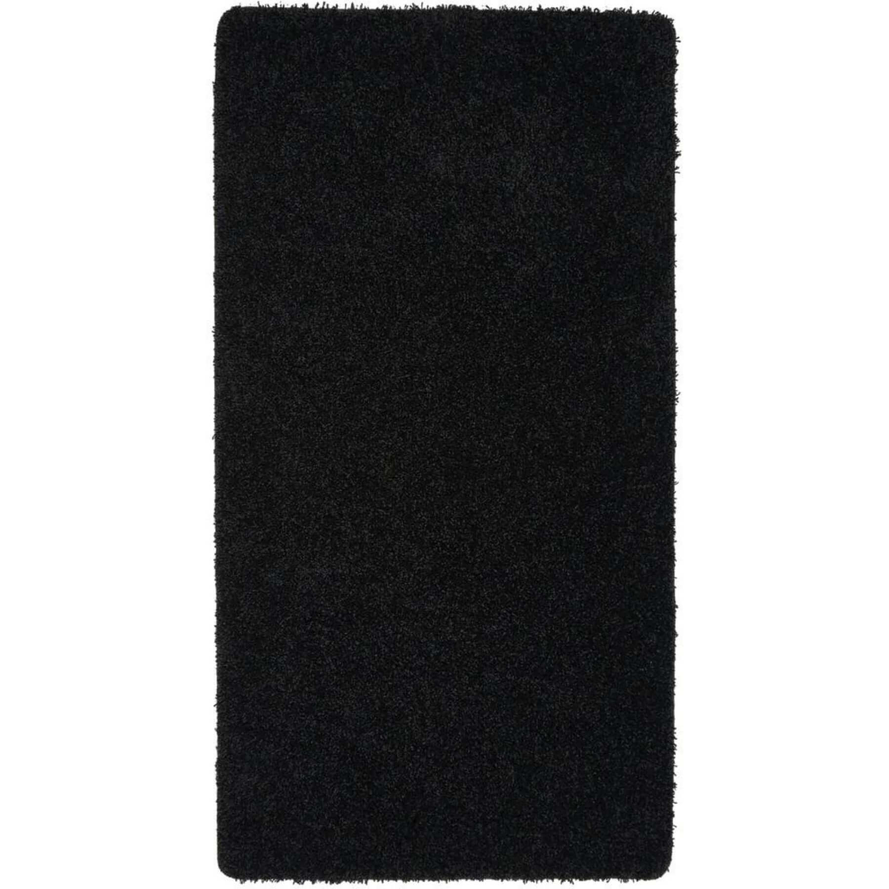 Washable Black Shaggy Rug - PN Home