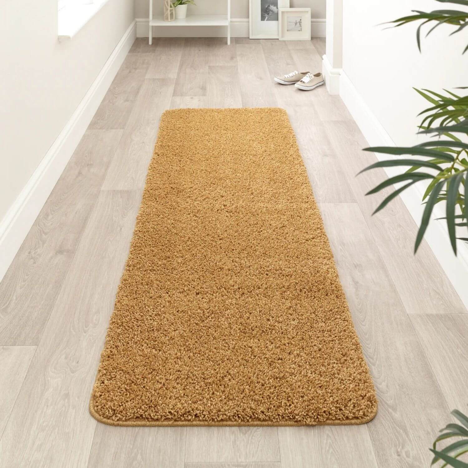 Washable Ochre Shaggy Rug - PN Home