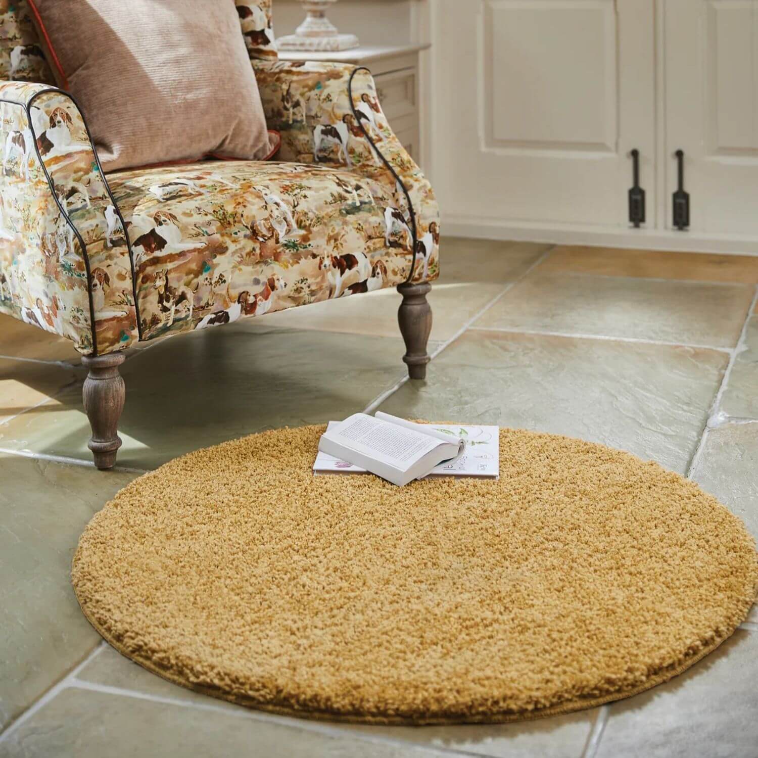 Washable Ochre Shaggy Rug - PN Home