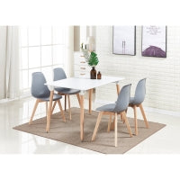Rico Halo Dining Set with White Table and 4 Grey Chairs