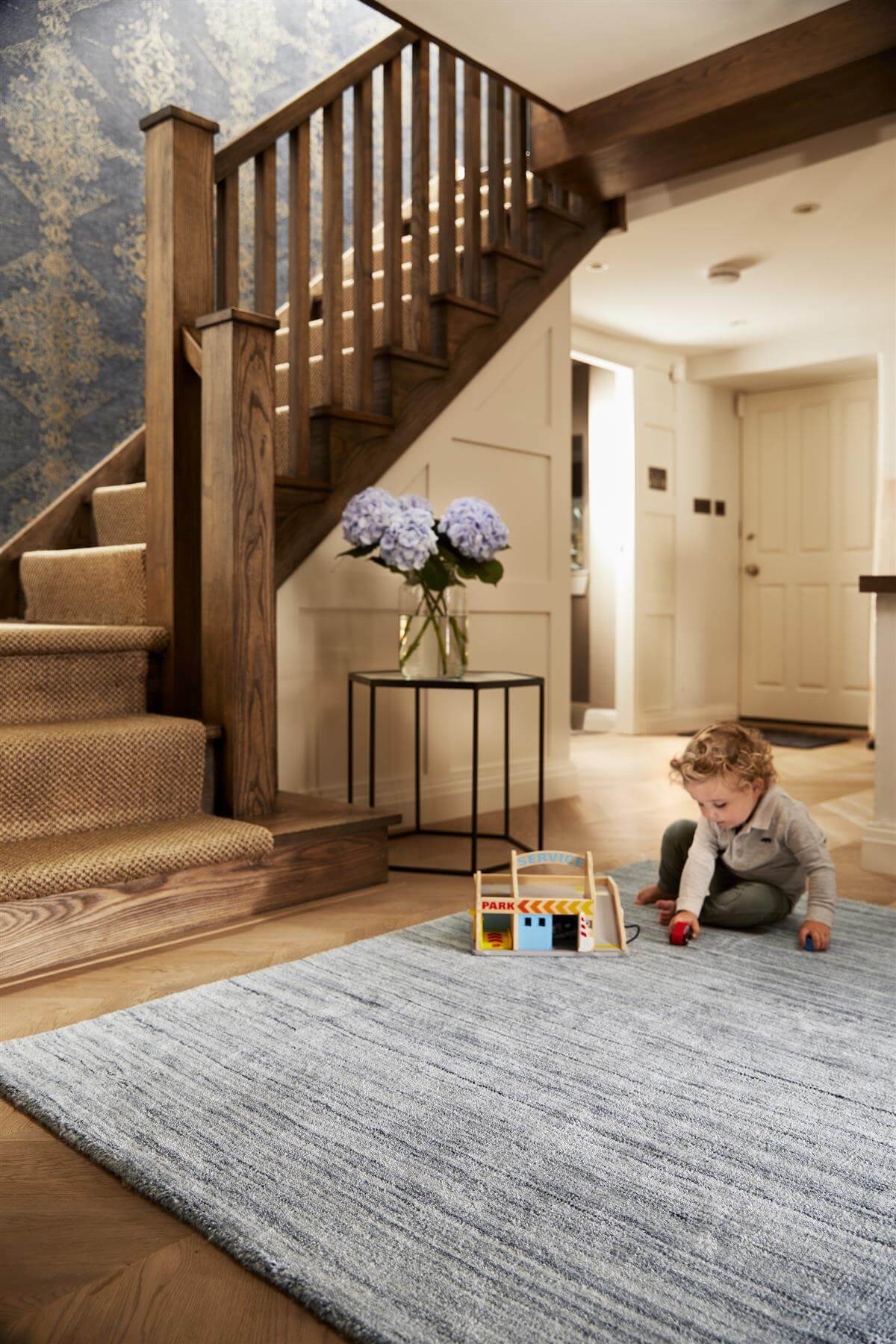 Fine Stripes Silver Grey Wool Rug - PN Home