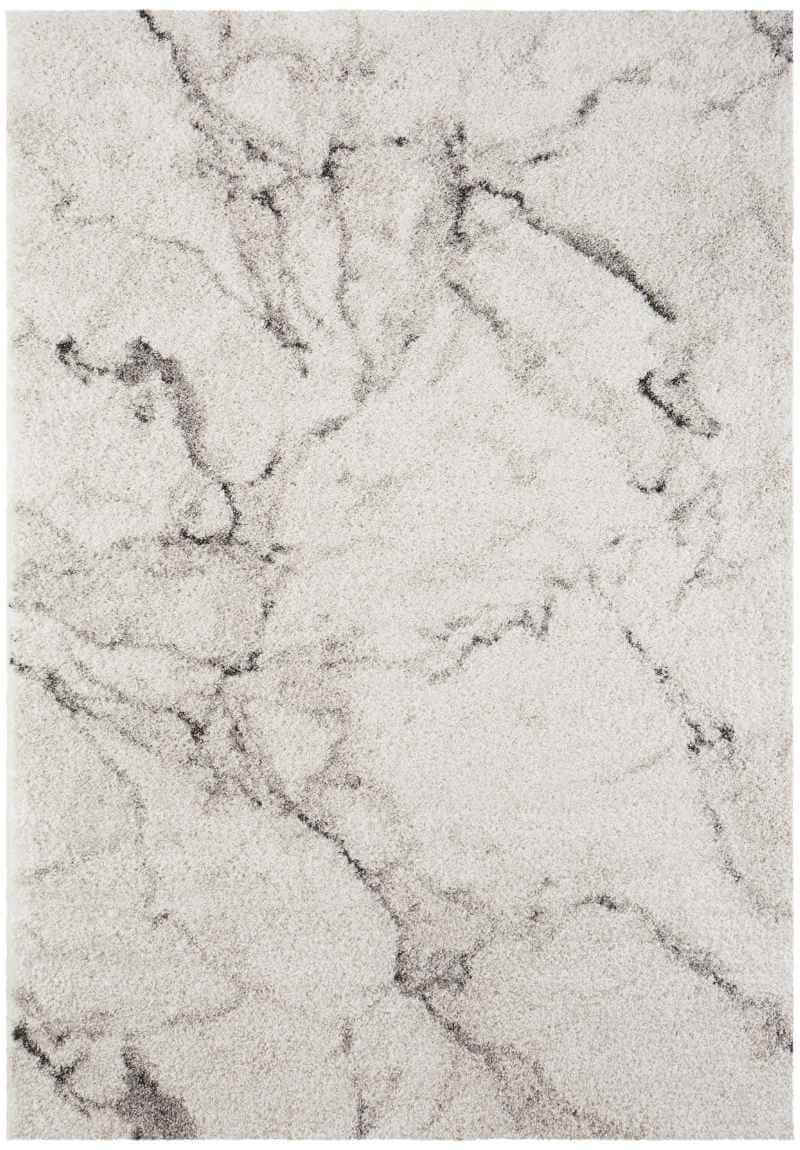 Deep-Pile Velour Abstract Rug Cream Colour - PN Home