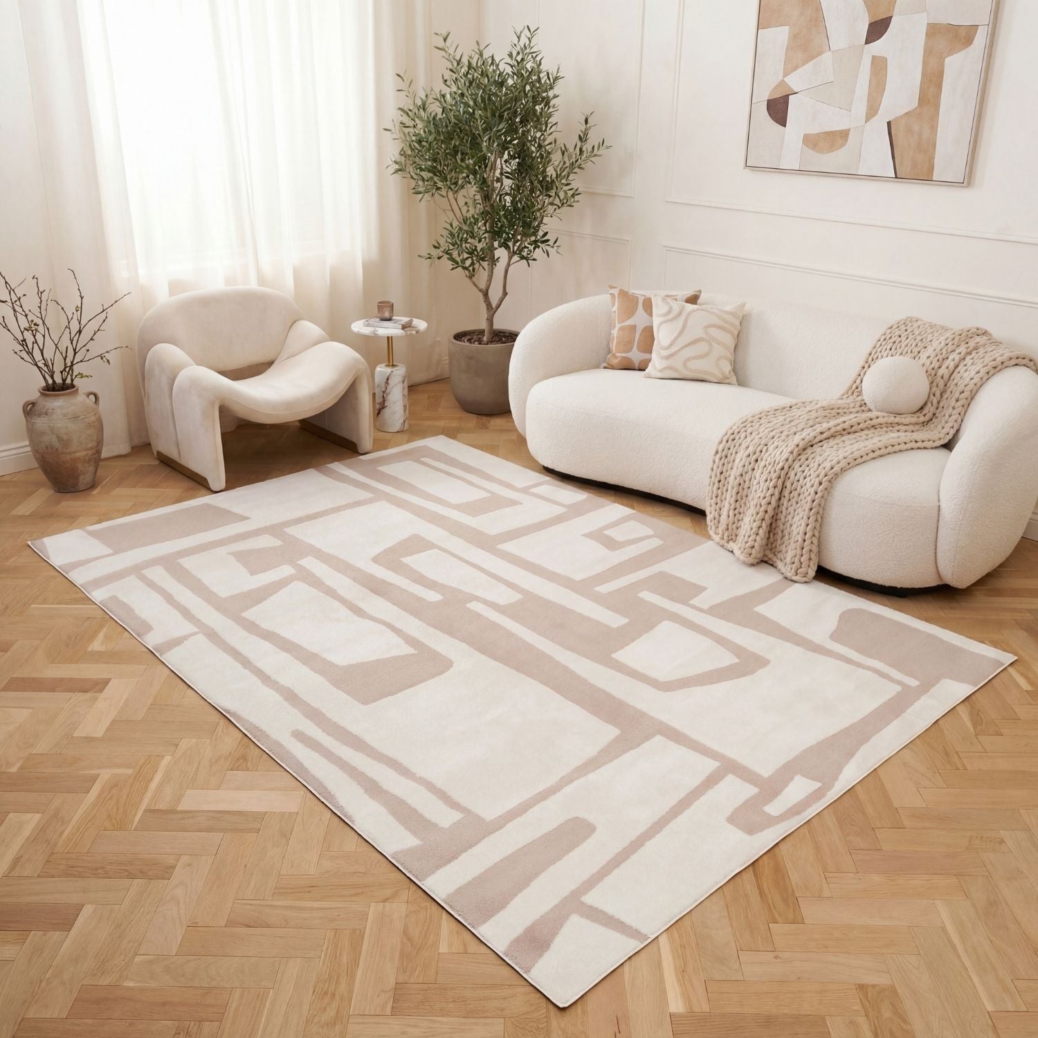 Loft Abstract Beige Rug - PN Home