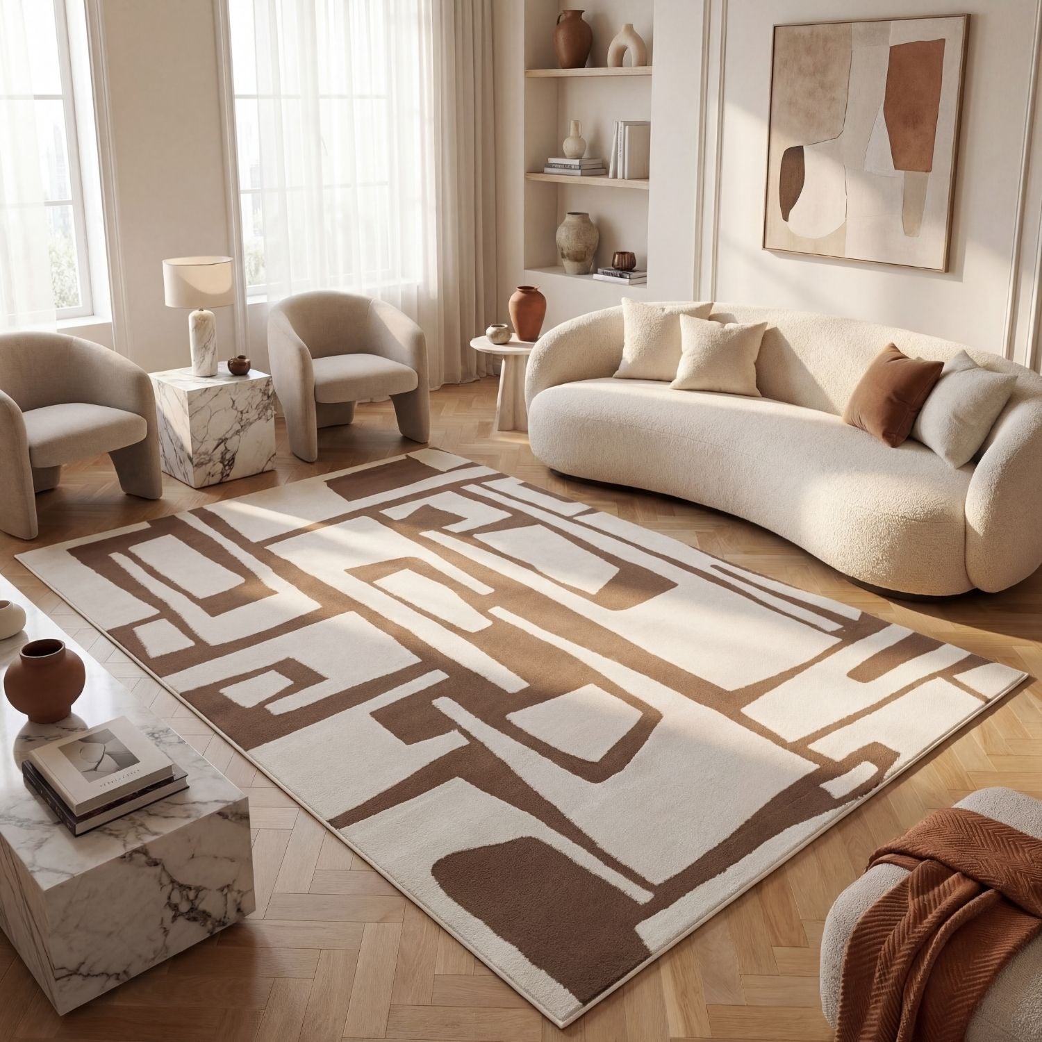 Loft Abstract Brown Rug - PN Home