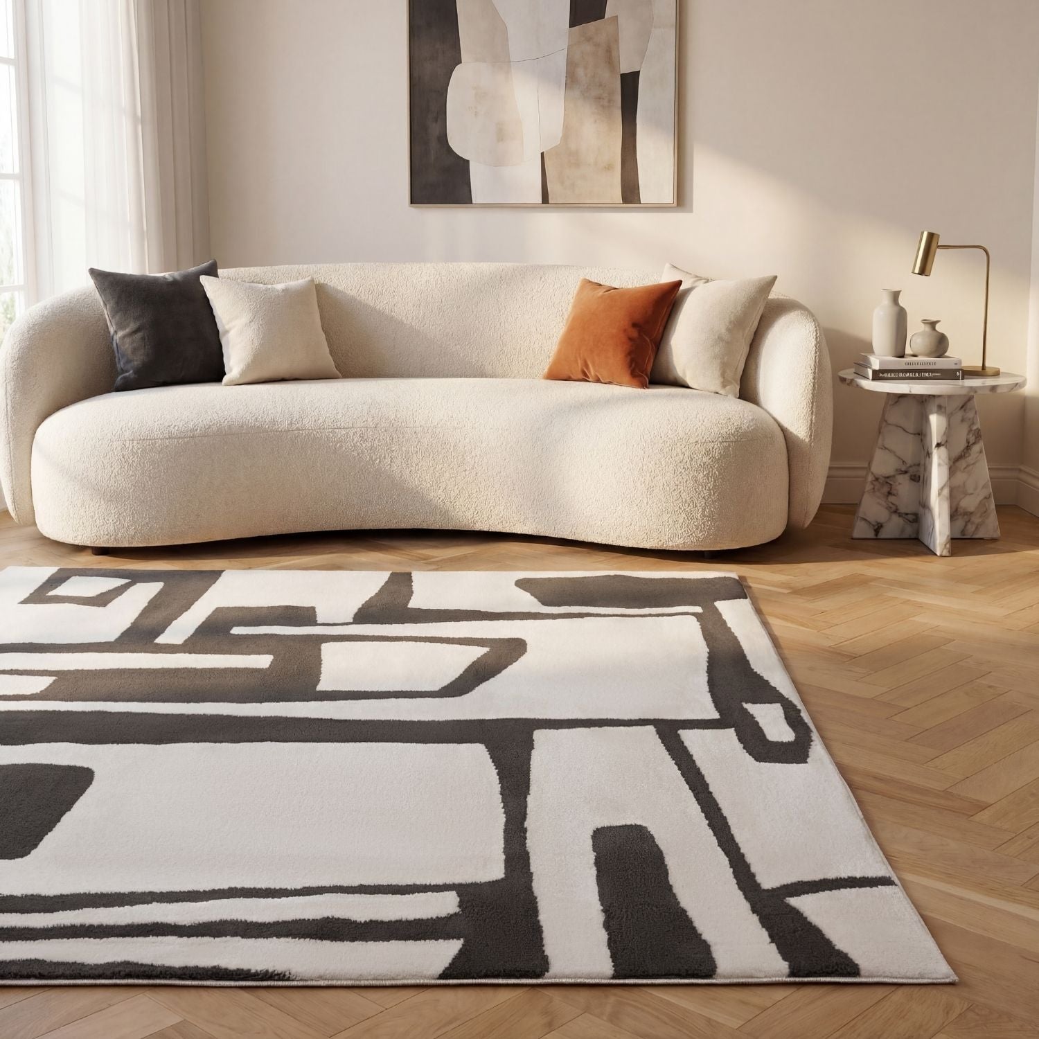 Loft Abstract Dark Grey Rug - PN Home