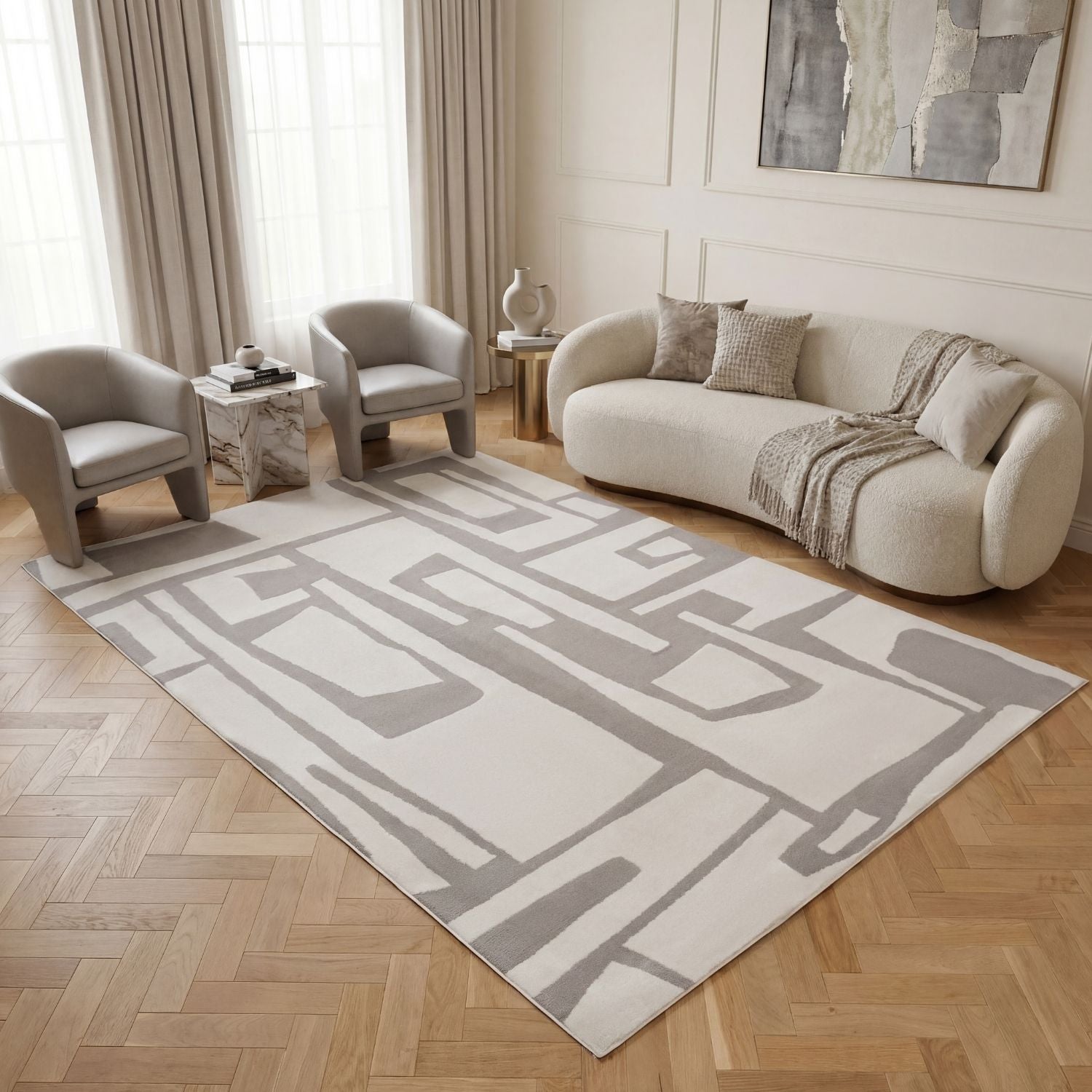 Loft Abstract Grey Rug - PN Home