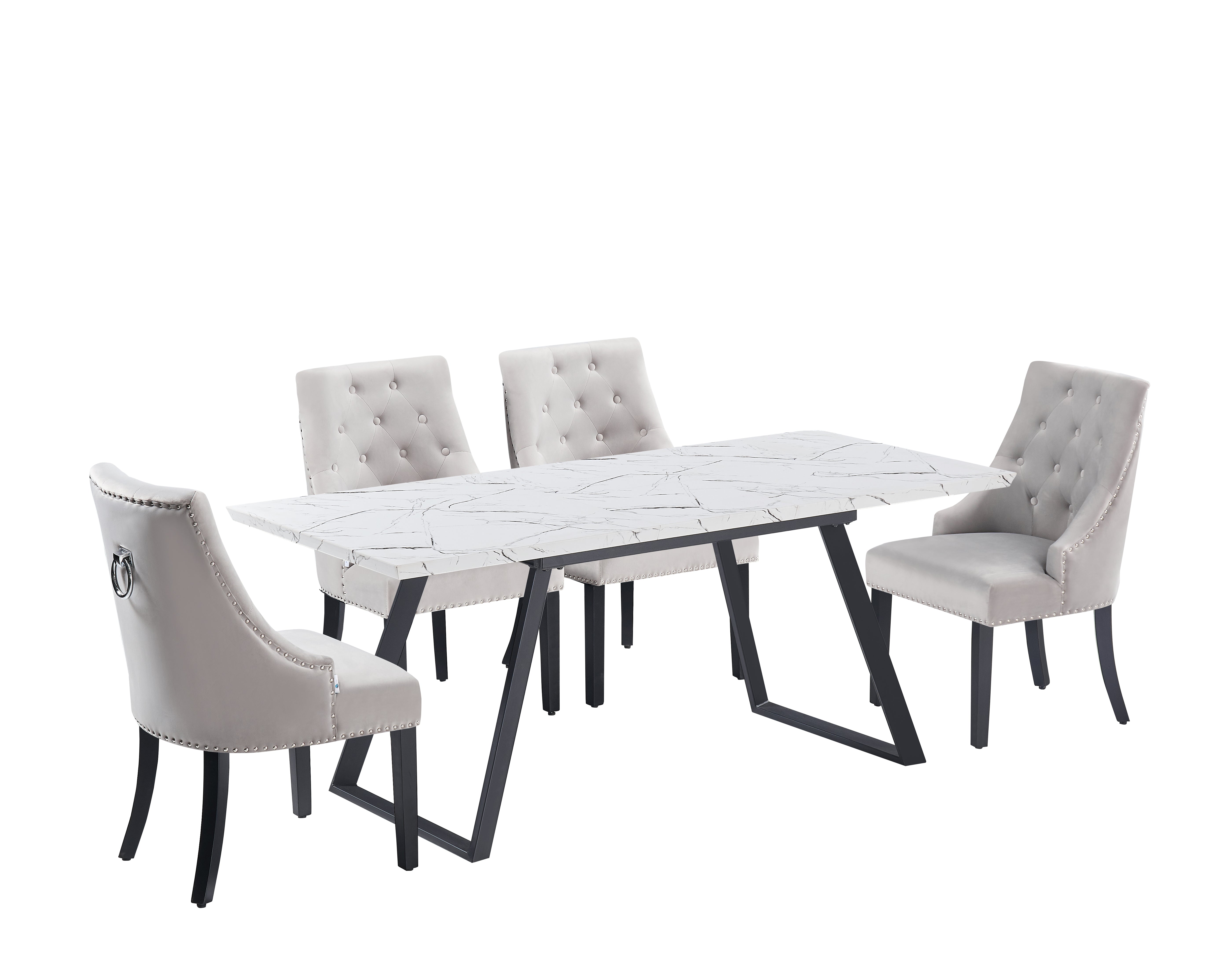 Windsor Toga Lux Dining Set | a White Table and Set of 4 Chairs