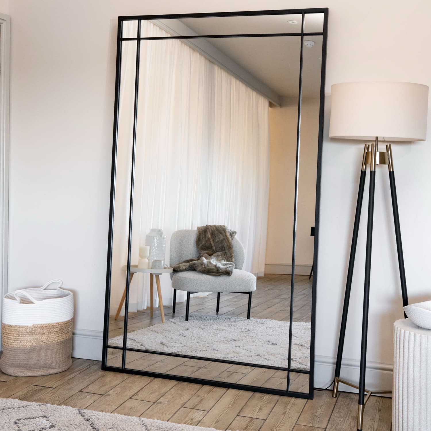 Aimi Full Length Metal Rectangle Window Mirror 200cm x 120cm