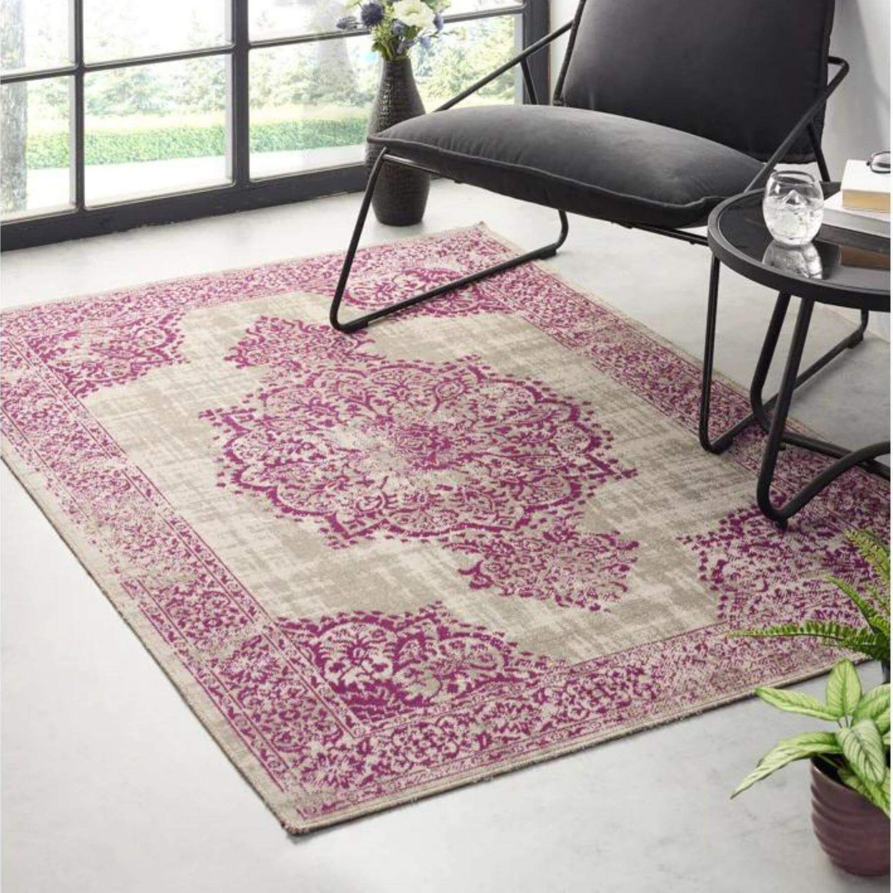 Saville Grey/Raspberry Vintage Rug - PN Home