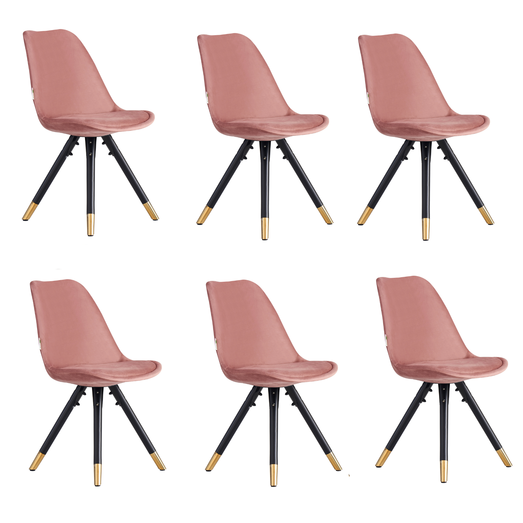 Sofia Cosmo Black LUX Dining Set with 6 Velvet Chairs