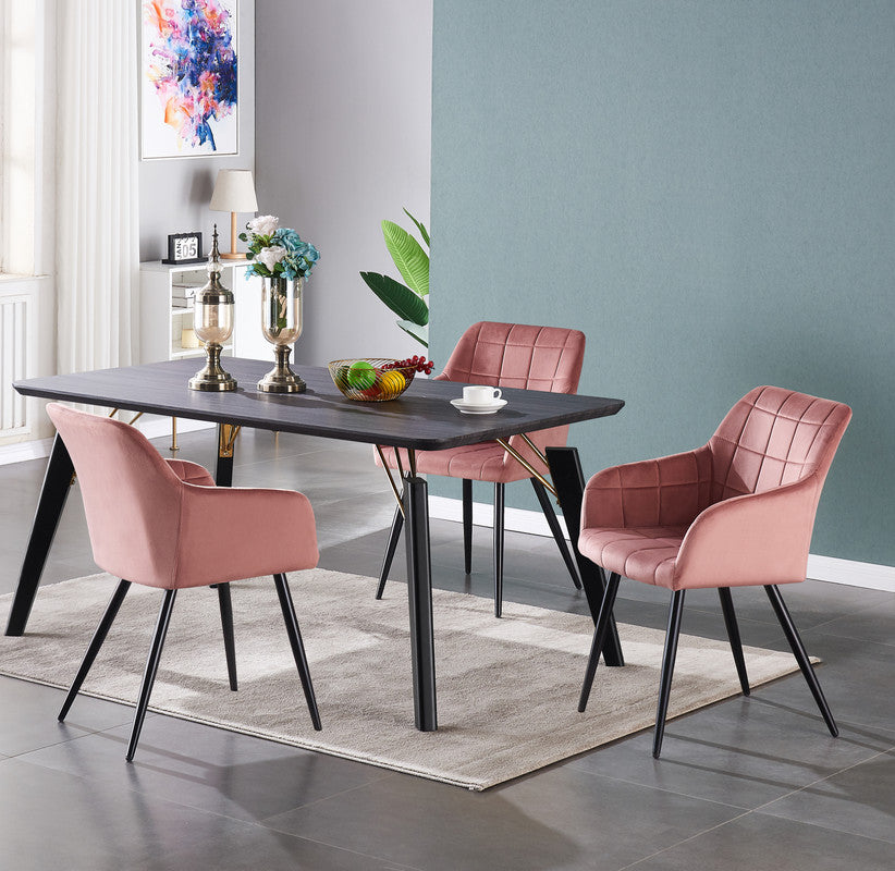 Camden Cosmo LUX Dining Set, a Table and Chairs Set of 4, Black/Dark Grey