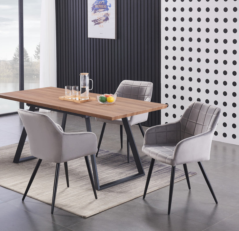 Camden Toga Brown LUX Dining Set with 4 Velvet Chairs