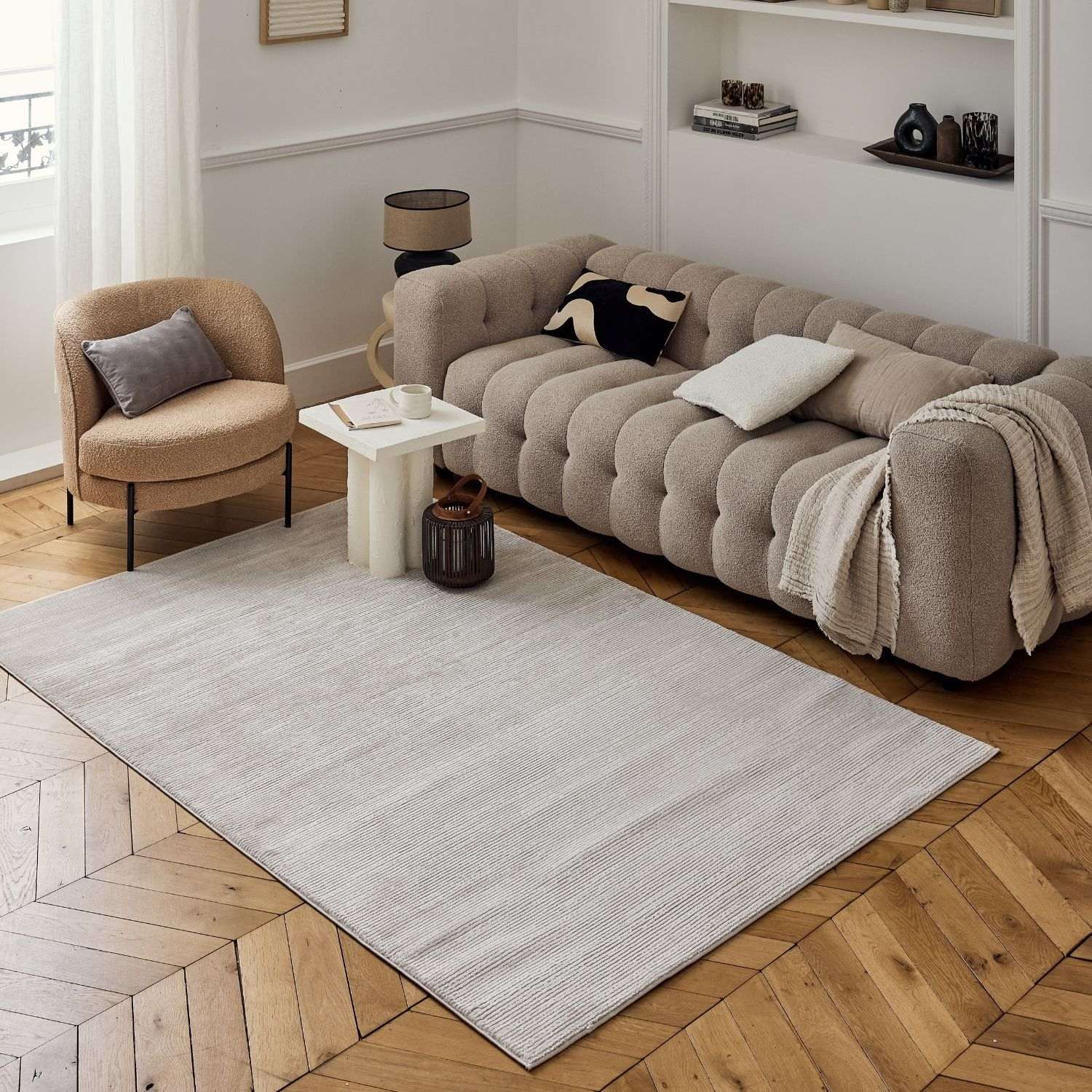 Carmel Beige-Cream Striped Rug | 6020 - PN Home