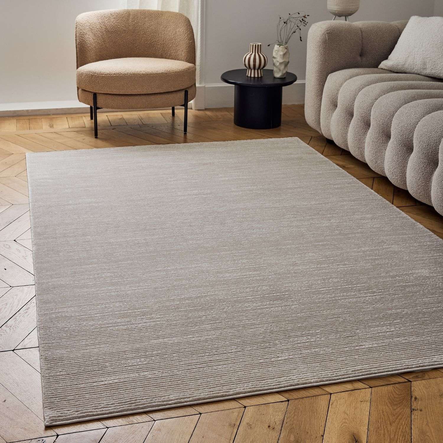 Carmel Beige-Cream Striped Rug | 6020 - PN Home