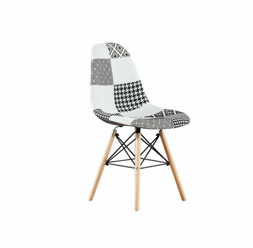 black and white patchwork chairs