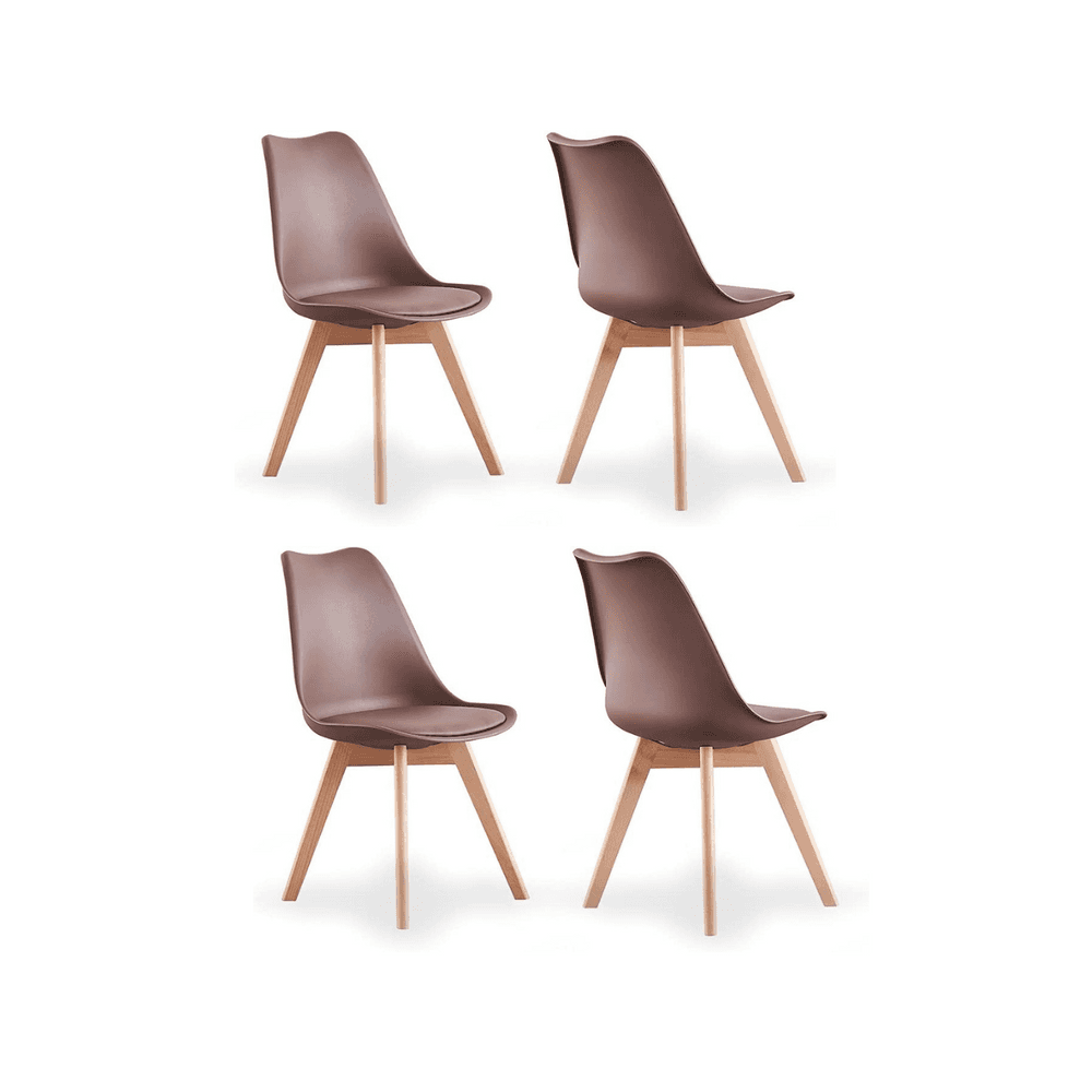 5PCs Dining Set - a Black Halo Dining Table & Set of 4 Lorenzo Tulip chairs with Padded Seat