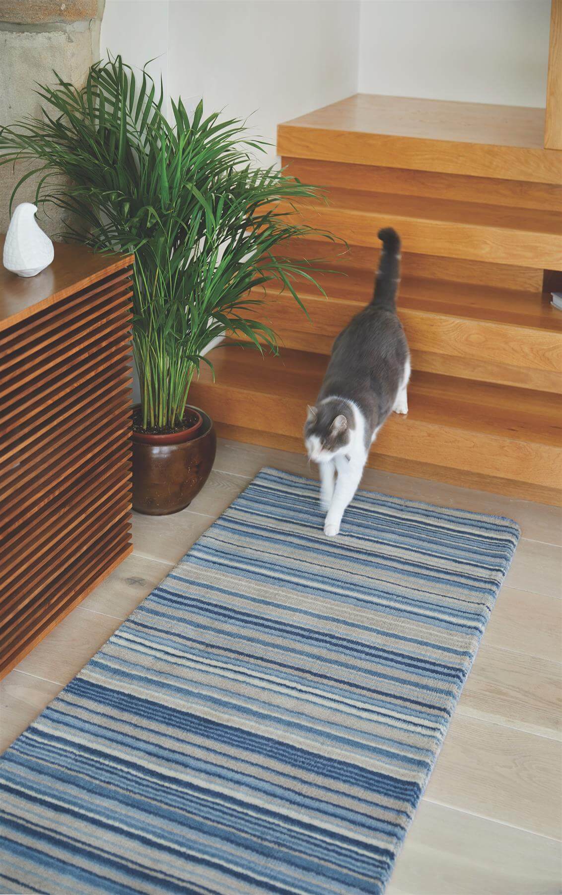 Fine Stripes Blue Wool Rug - PN Home