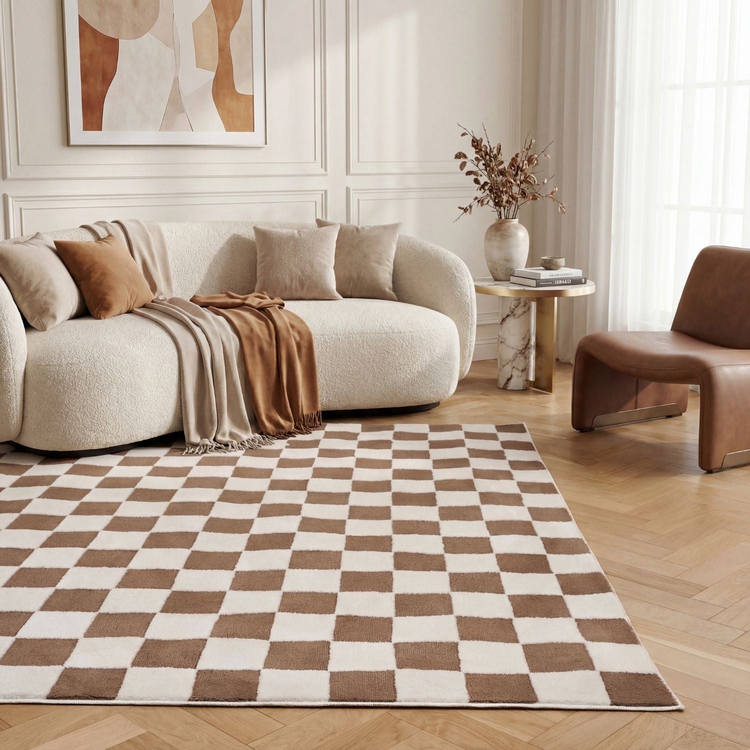 Loft Checkerboard Brown Rug - PN Home