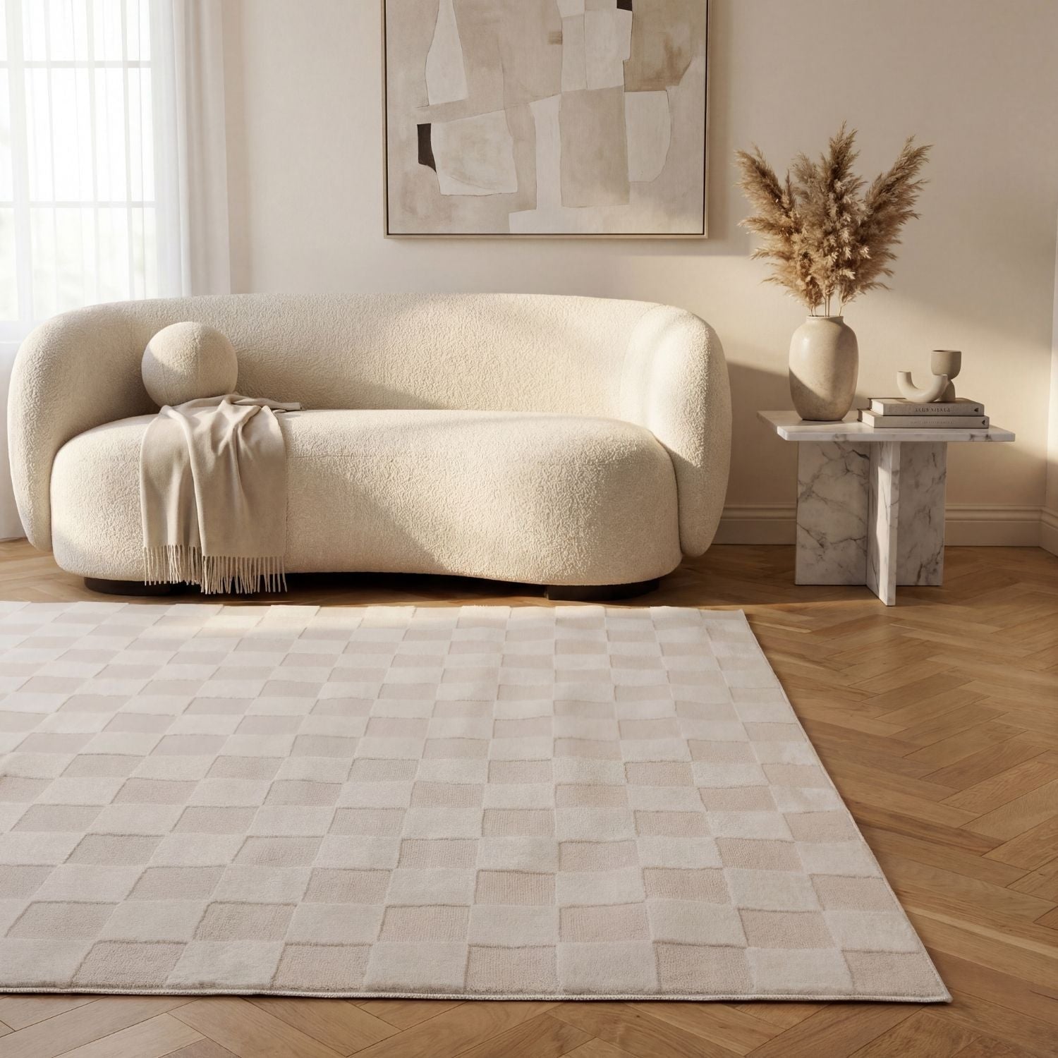 Loft Checkerboard Cream Rug - PN Home