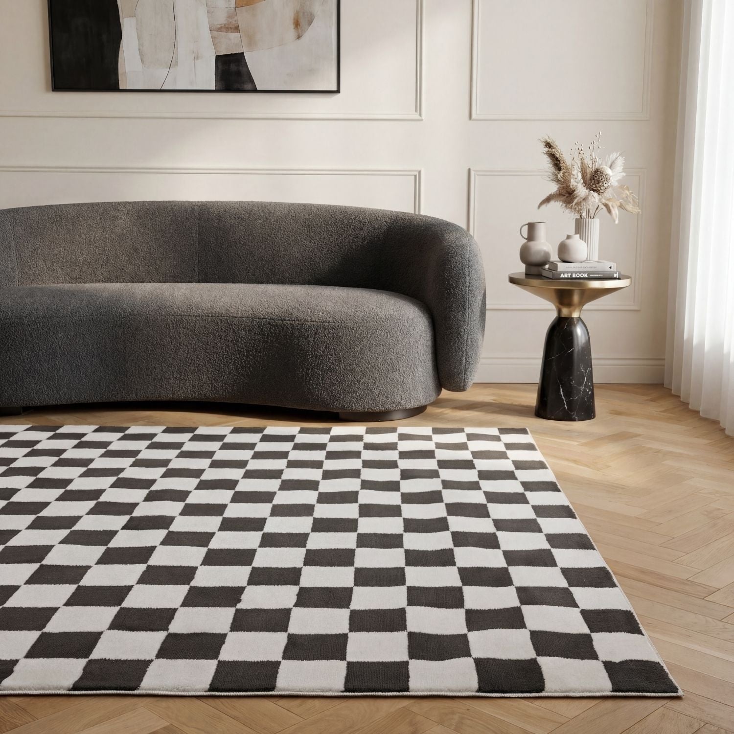 Loft Checkerboard Dark Grey Rug - PN Home