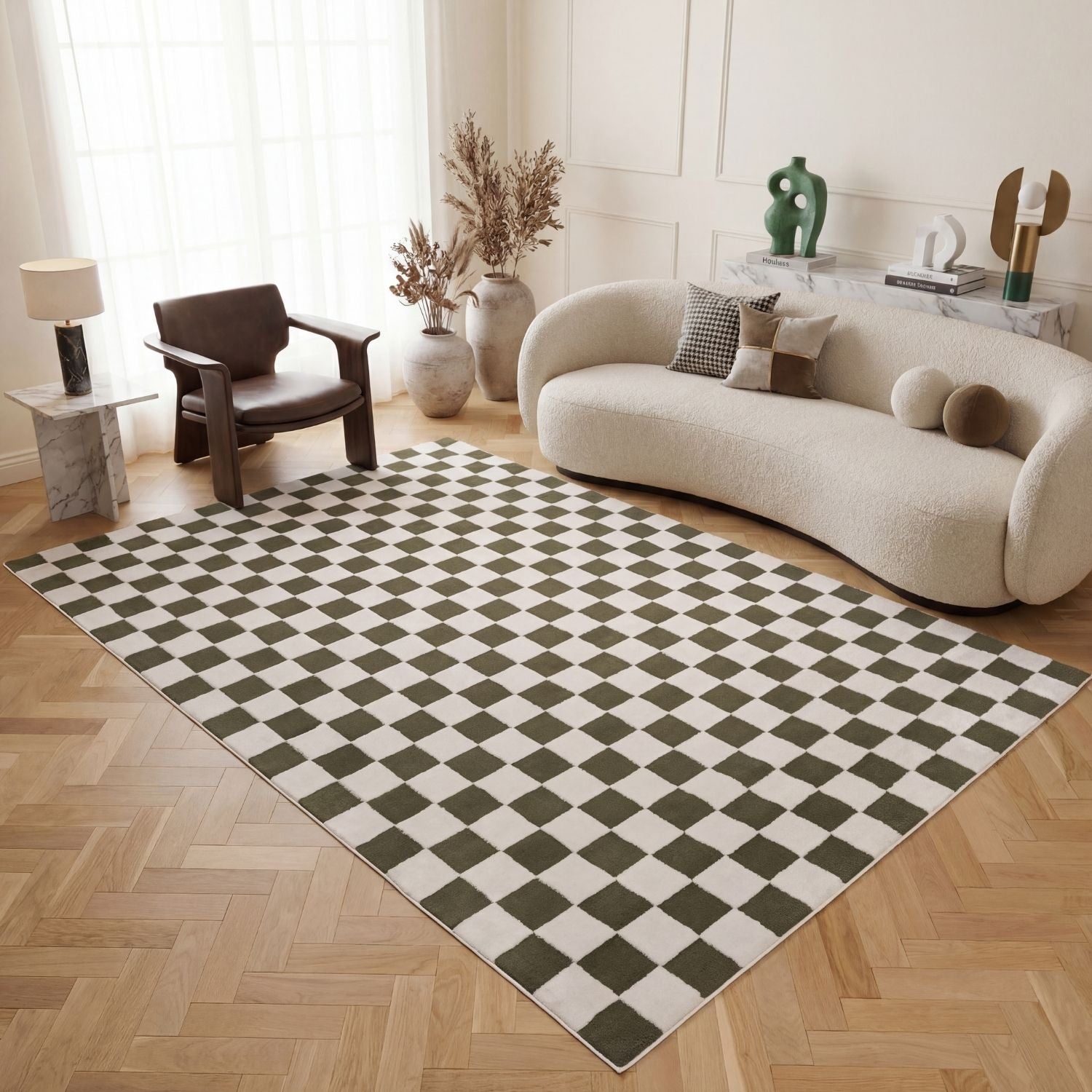 Loft Checkerboard Green Rug - PN Home