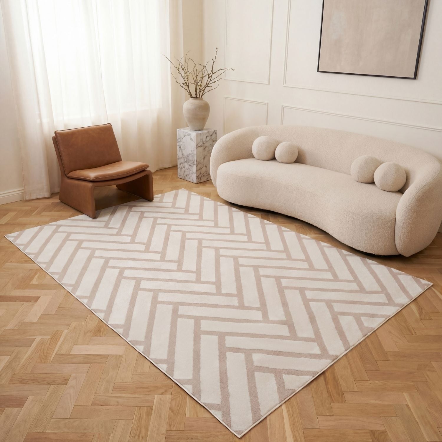 Loft Chevron Beige Rug - PN Home